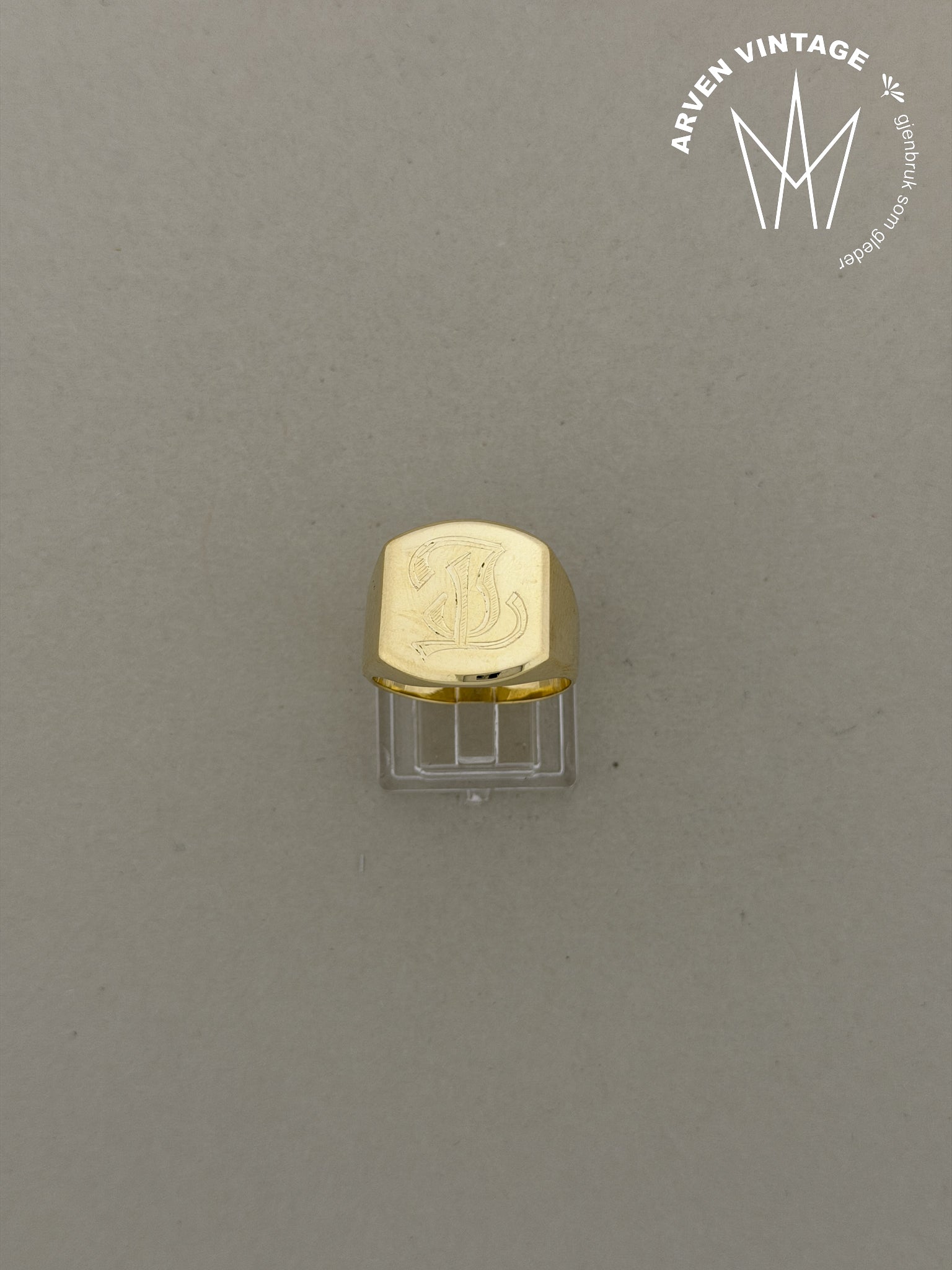 Vintage signetring gult gull str 61