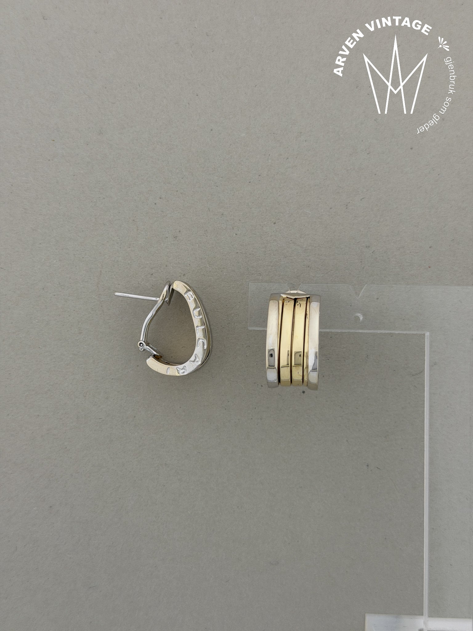 Vintage Bvlgari ørepynt gult og hvitt gull
