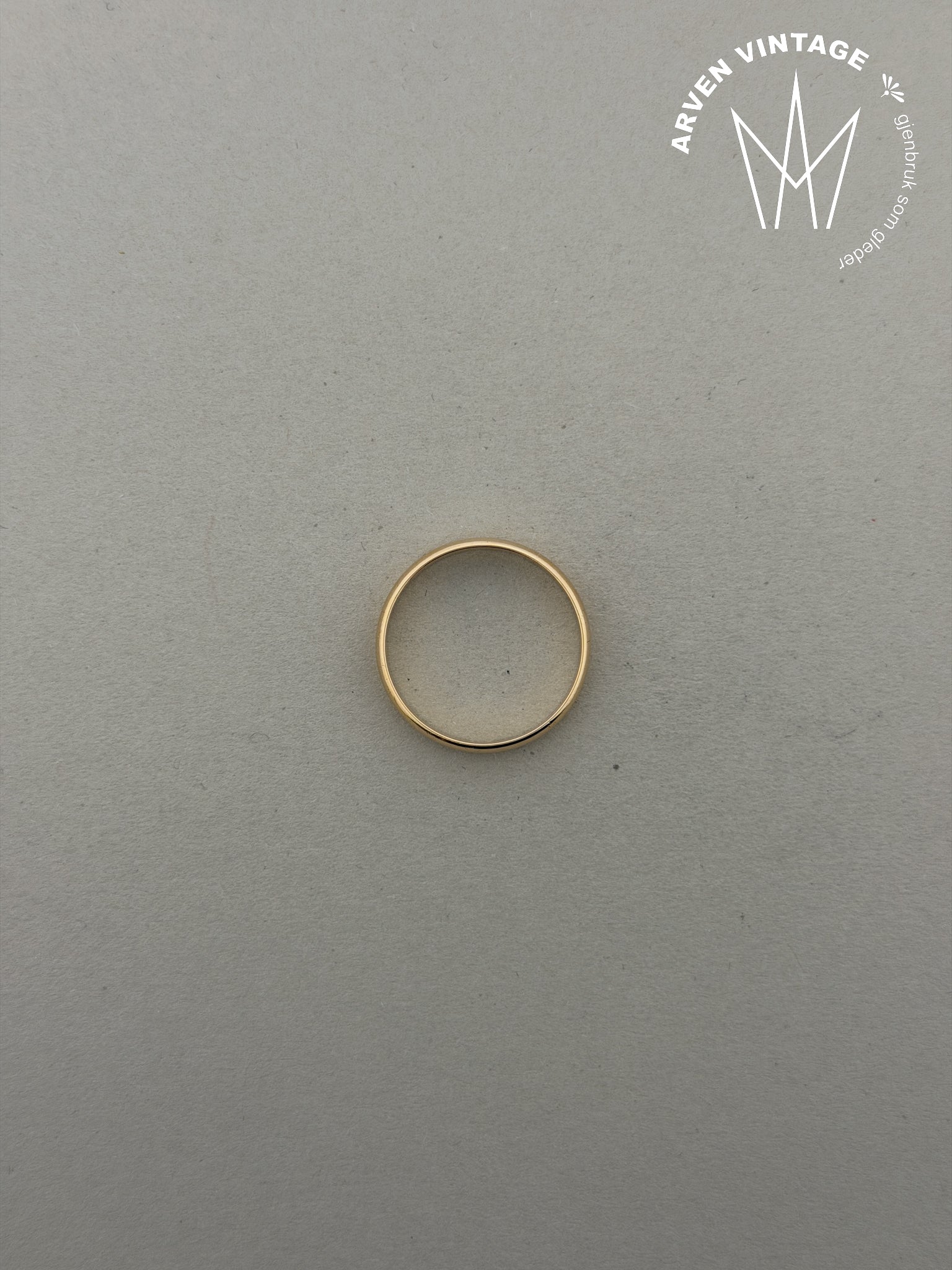 Vintage glatt ring gult gull str 66