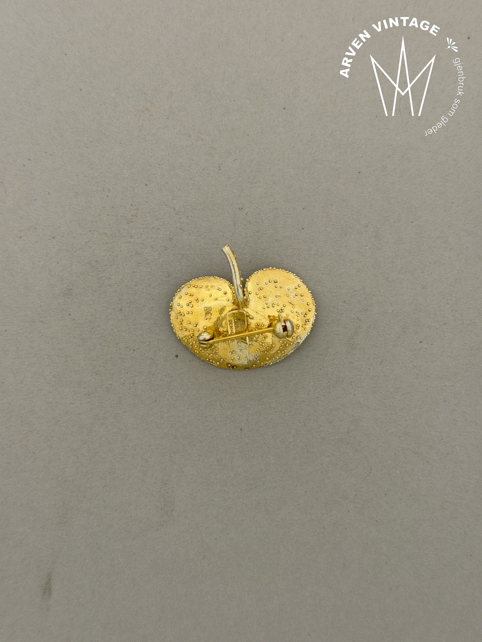 Vintage Flora Danica forgylt sølvbrosje