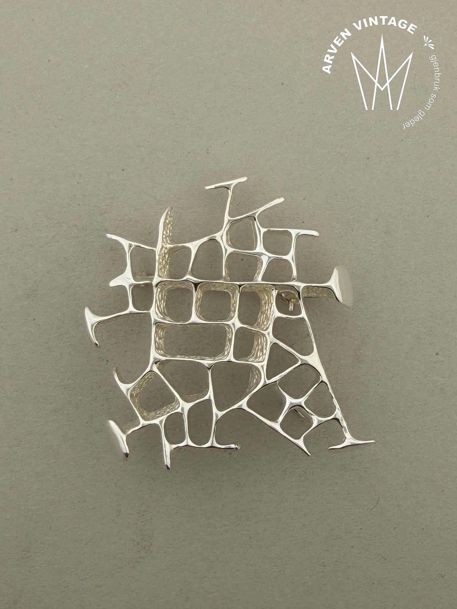 Vintage Studio Else og Paul sølvbrosje