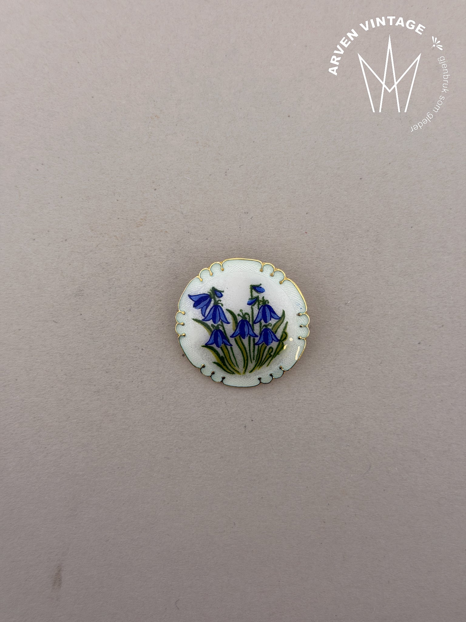 Vintage sølv emaljebrosje