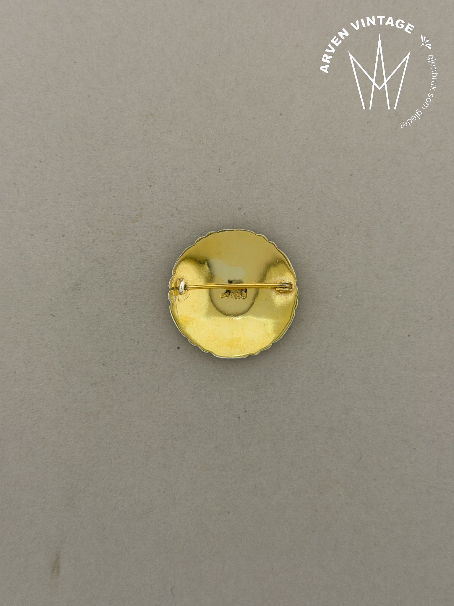 Vintage sølv emaljebrosje