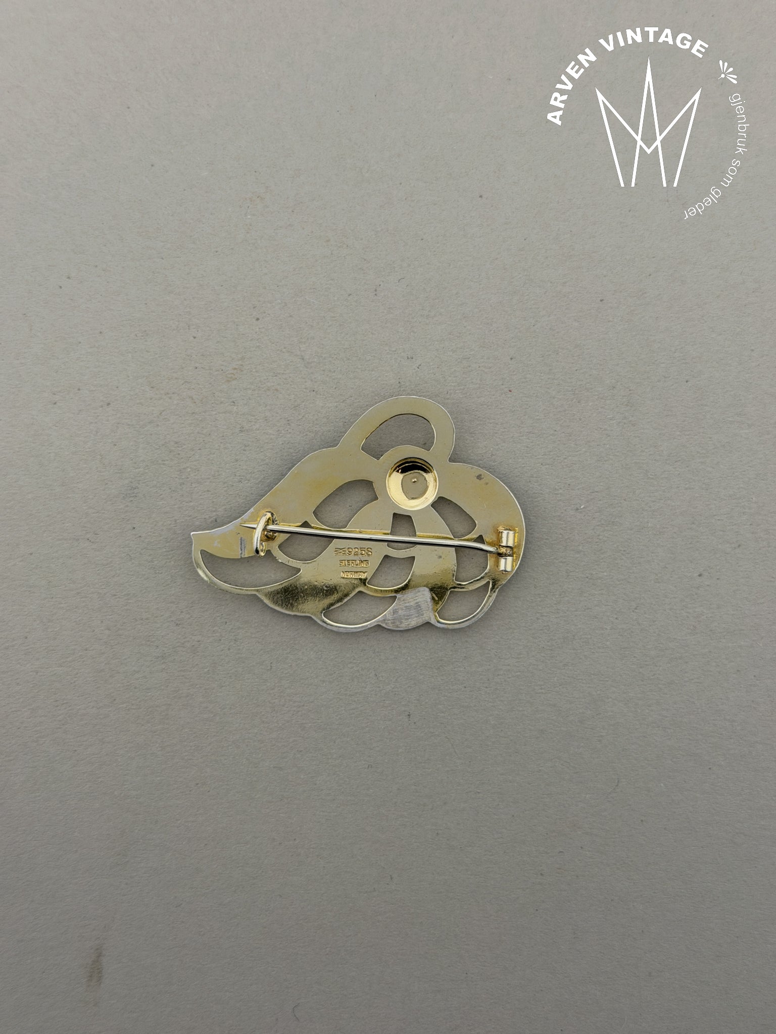 Vintage sølv emaljebrosje