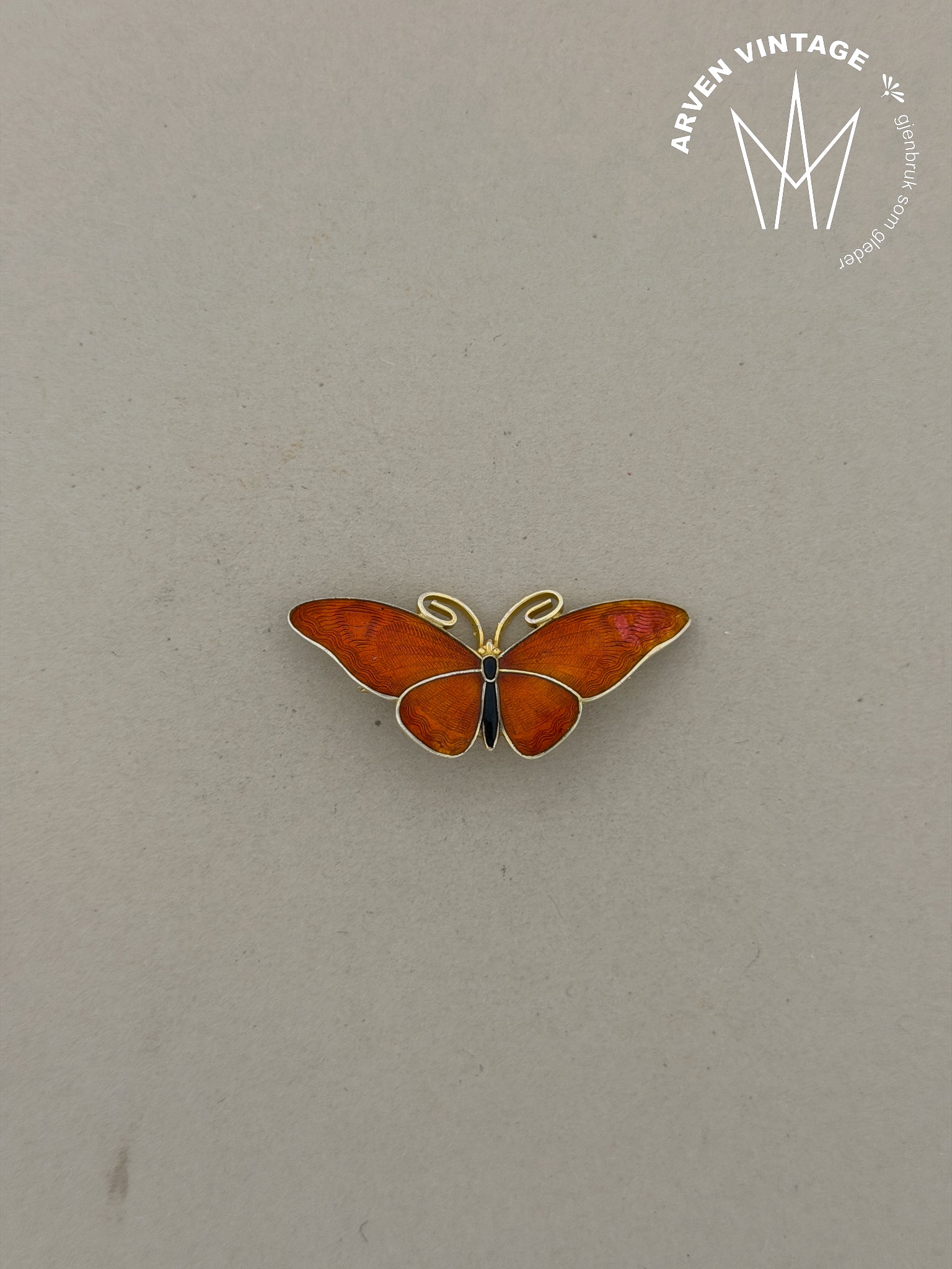 Vintage sølv emaljebrosje