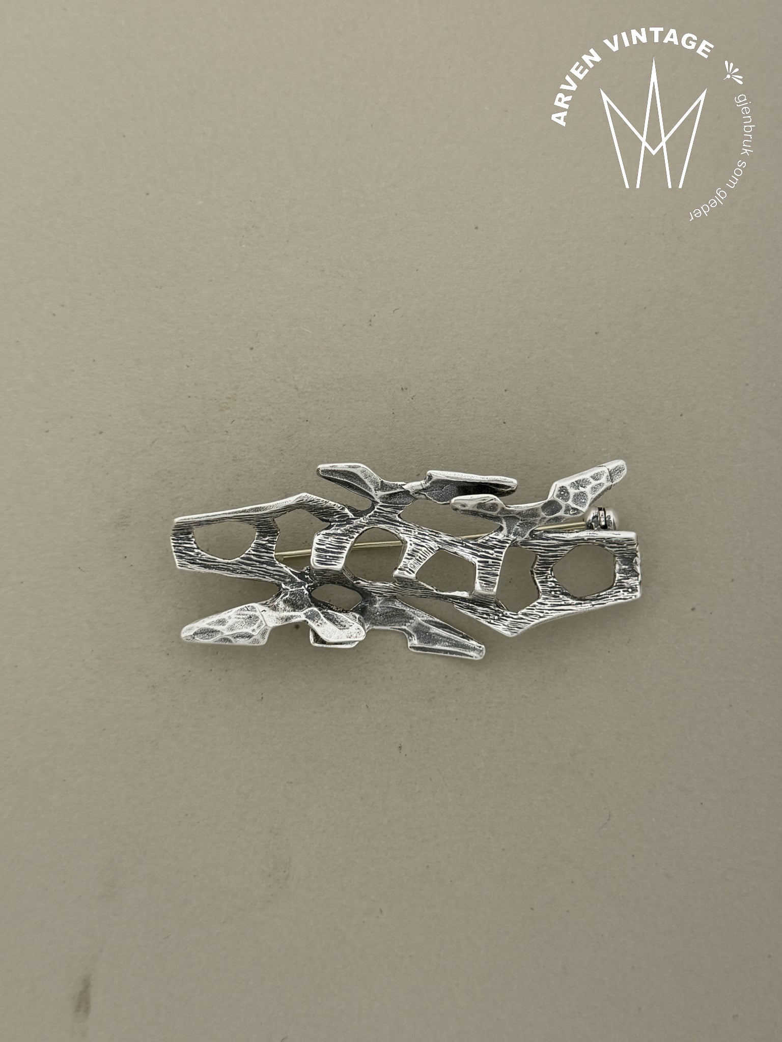 Vintage Studio Else og Paul sølvbrosje