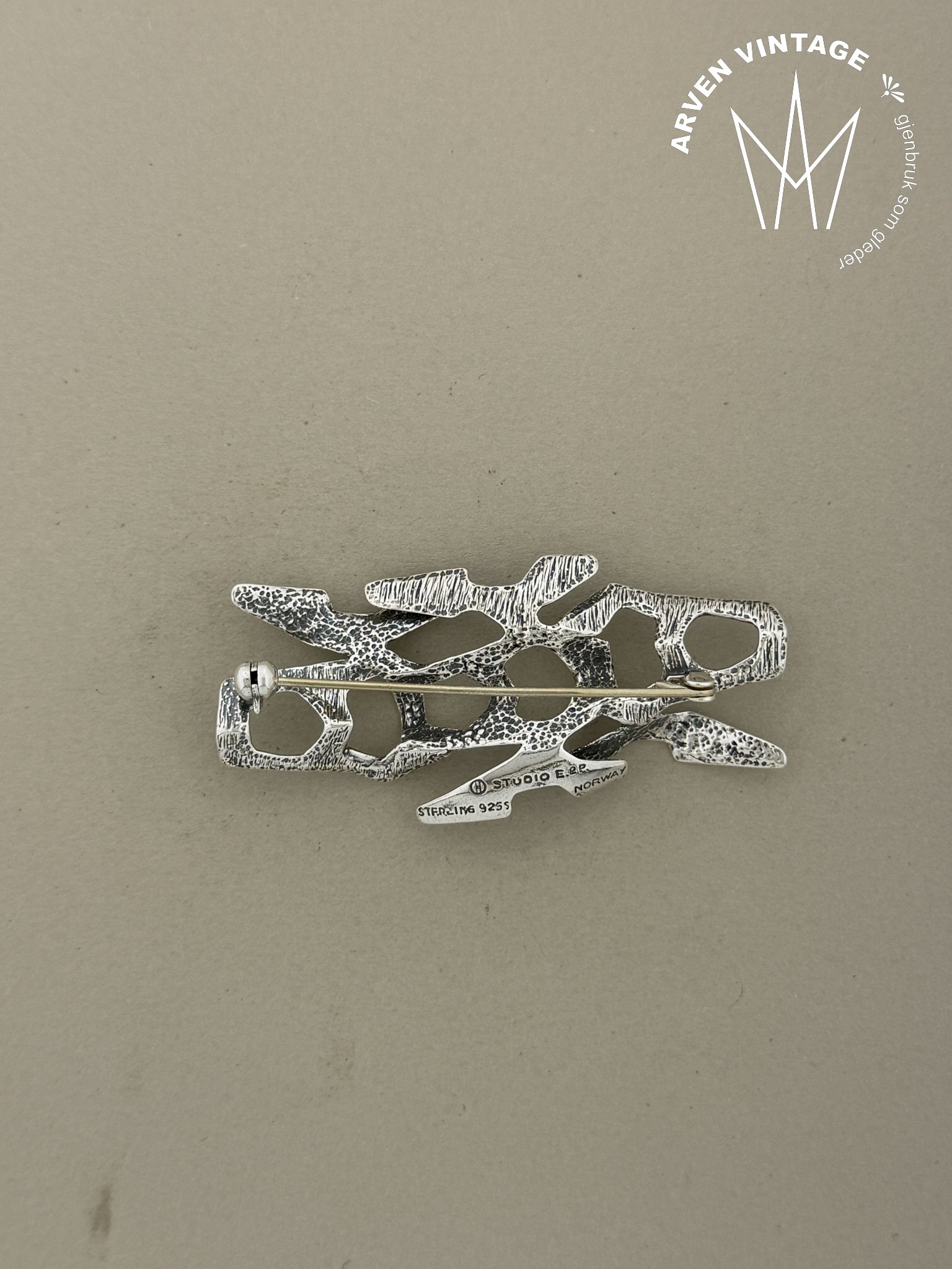 Vintage Studio Else og Paul sølvbrosje