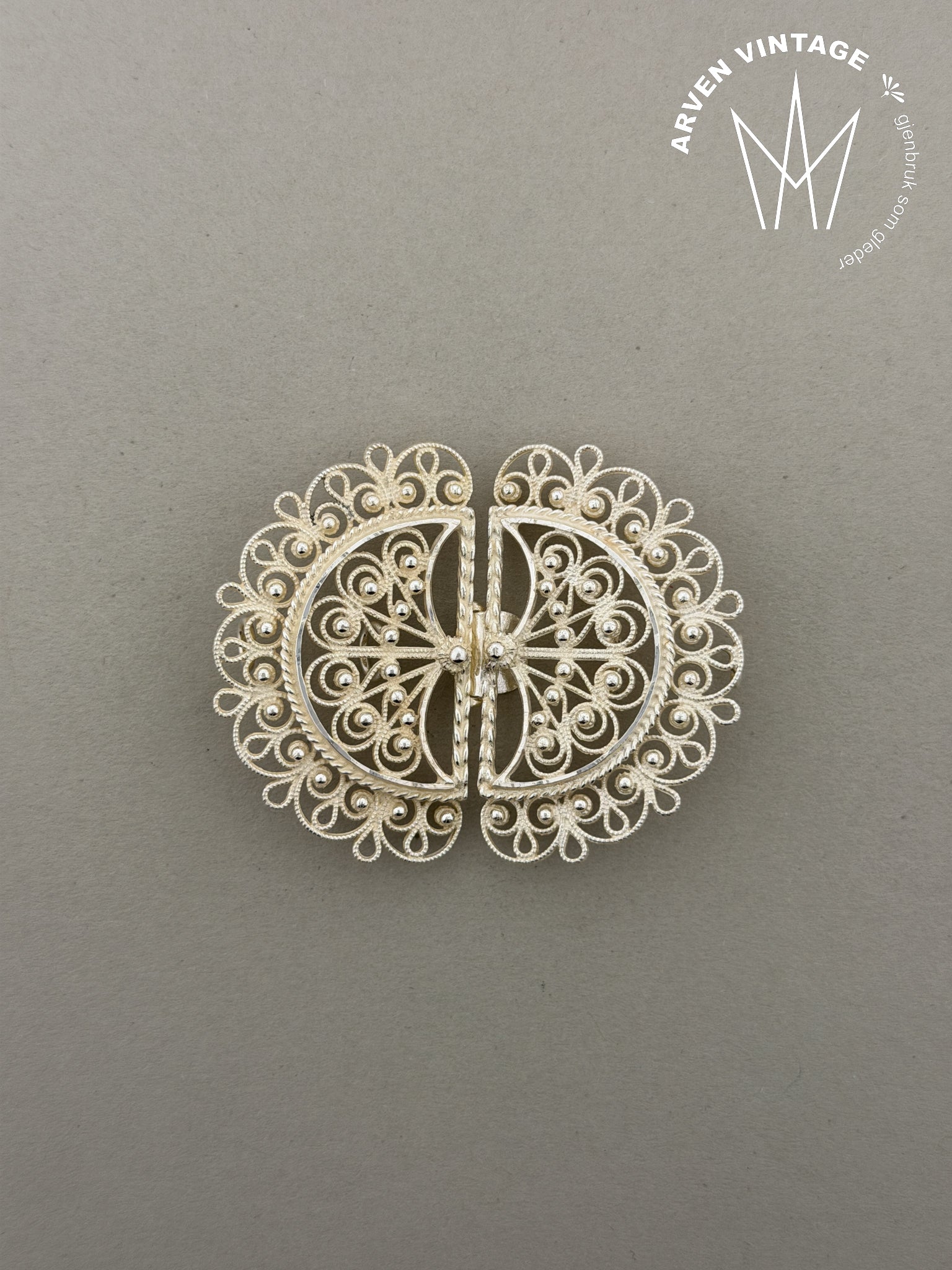 Vintage sølv beltespenne Bergensbunad