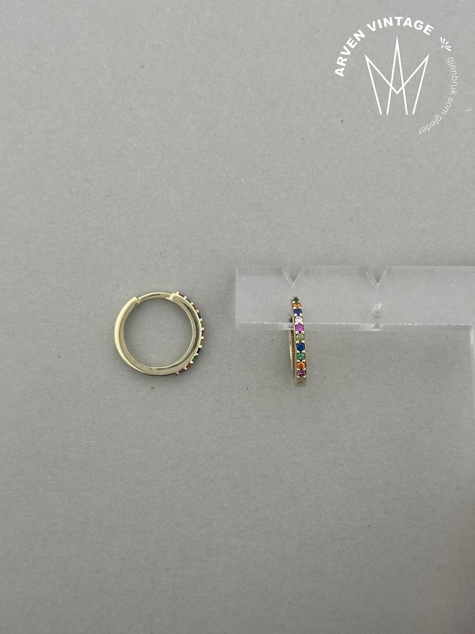 Vintage øreringer 9K gult gull med stener