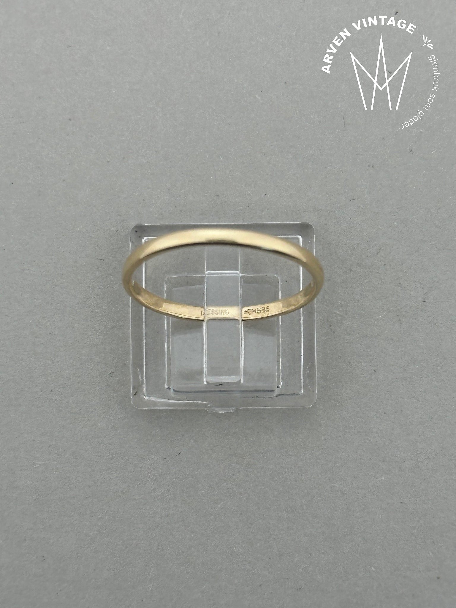 Vintage glatt ring gult gull str 62