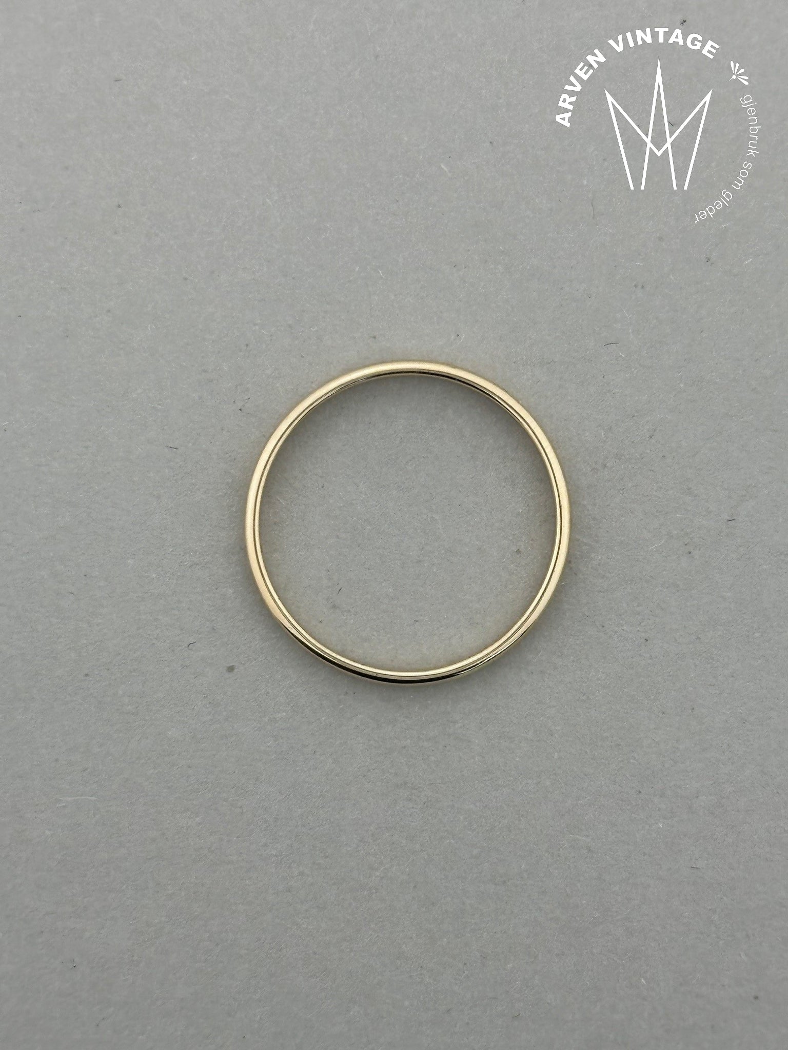 Vintage glatt ring gult gull str 62