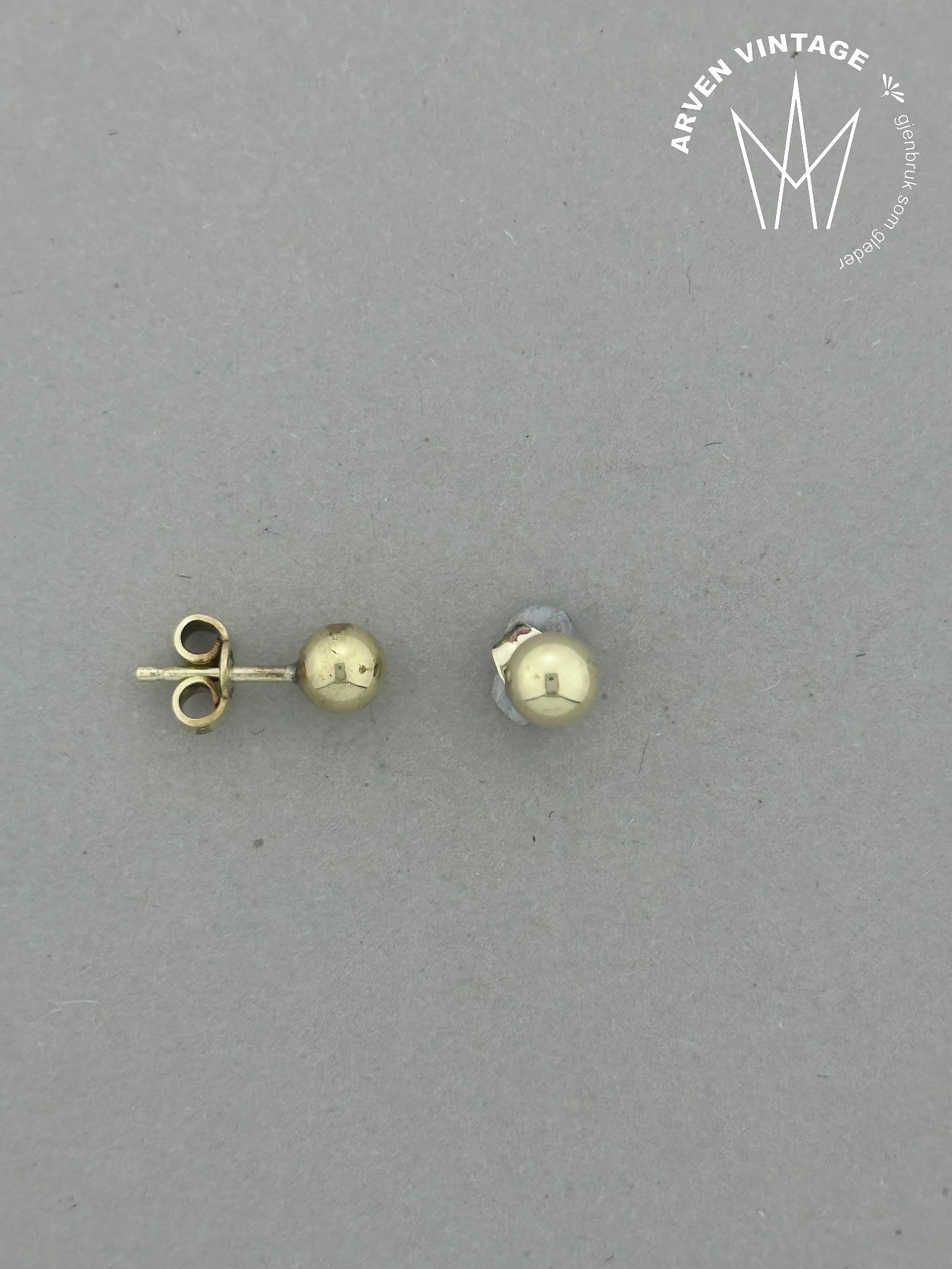 Vintage kuleørepynt gult gull