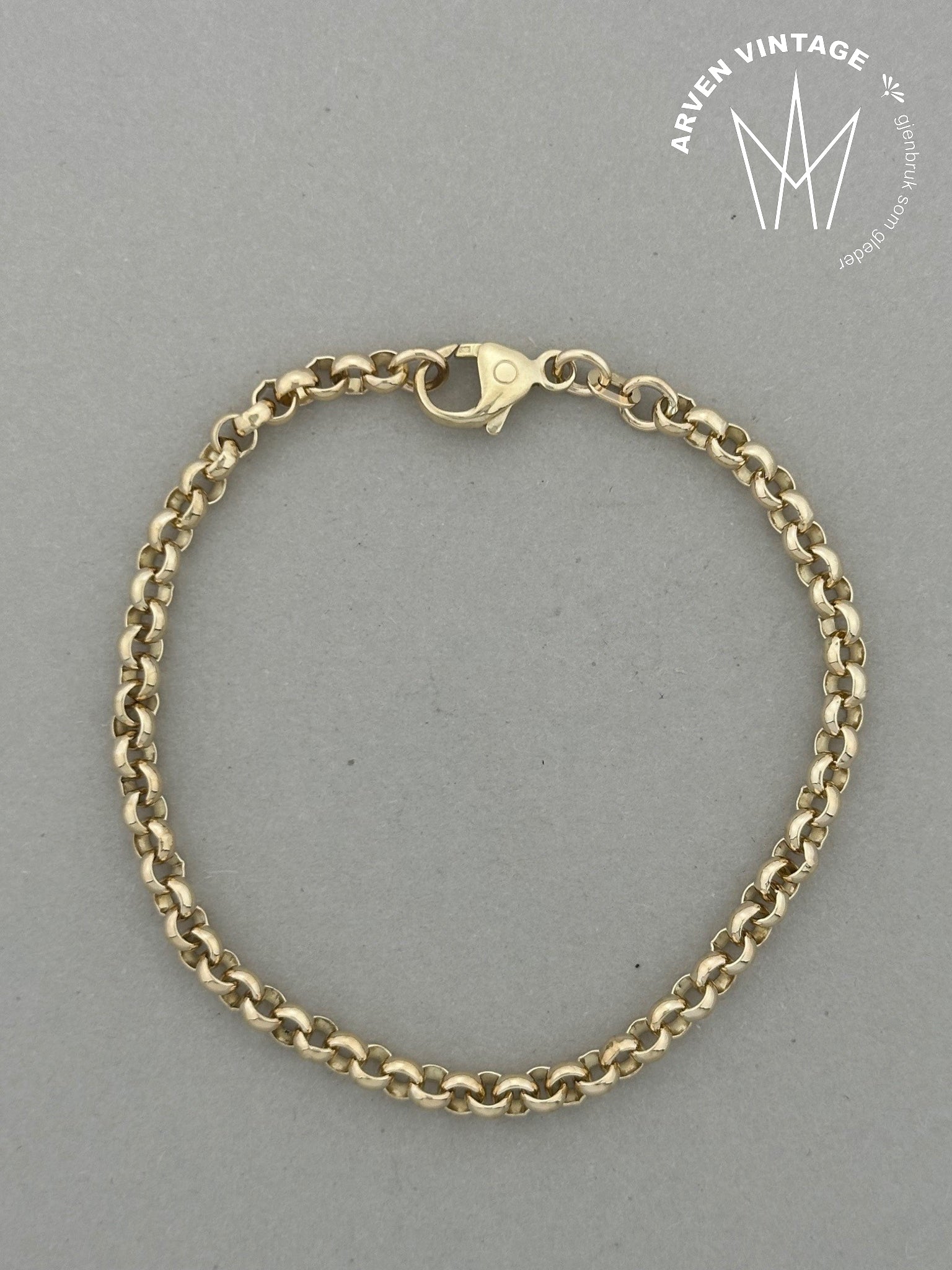 Vintage armbånd i gult gull 19cm