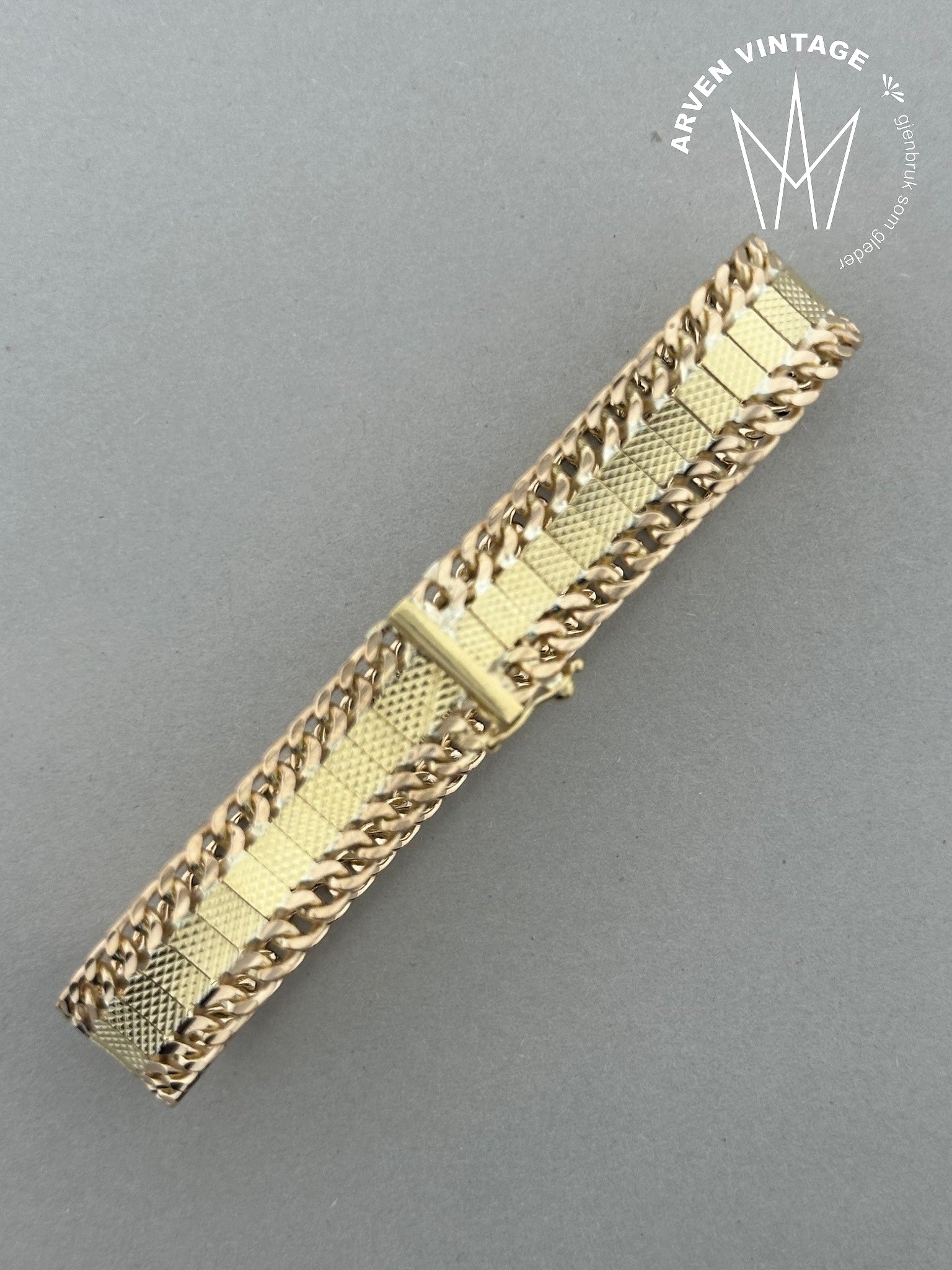 Vintage armbånd 18K gult gull 19cm