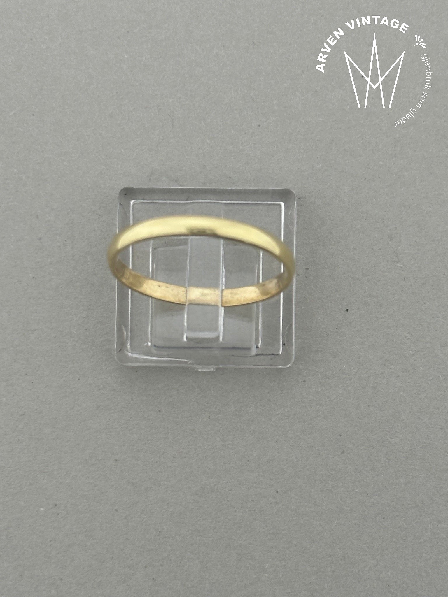 Vintage glatt ring gult gull str 66