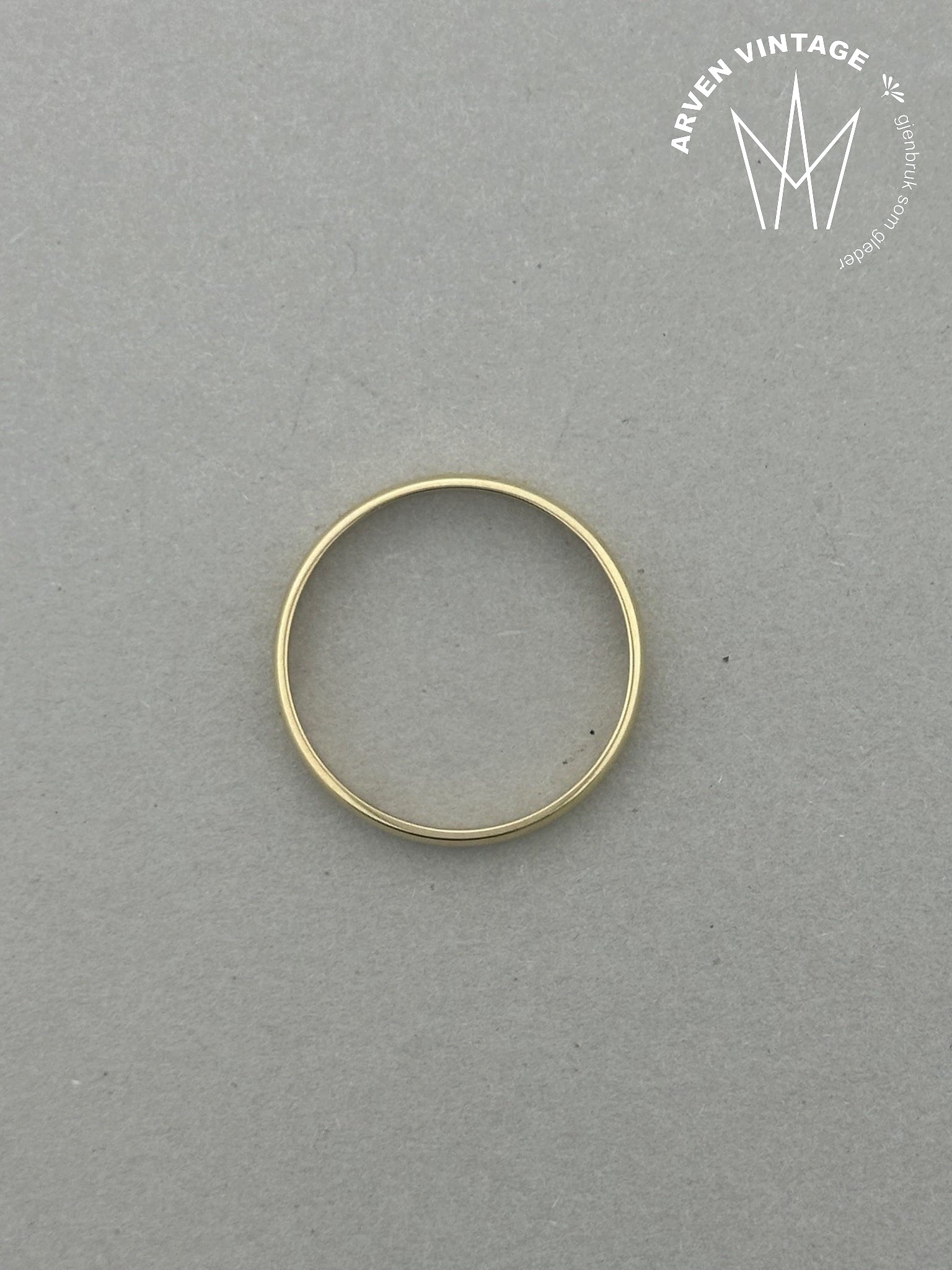 Vintage glatt ring gult gull str 66