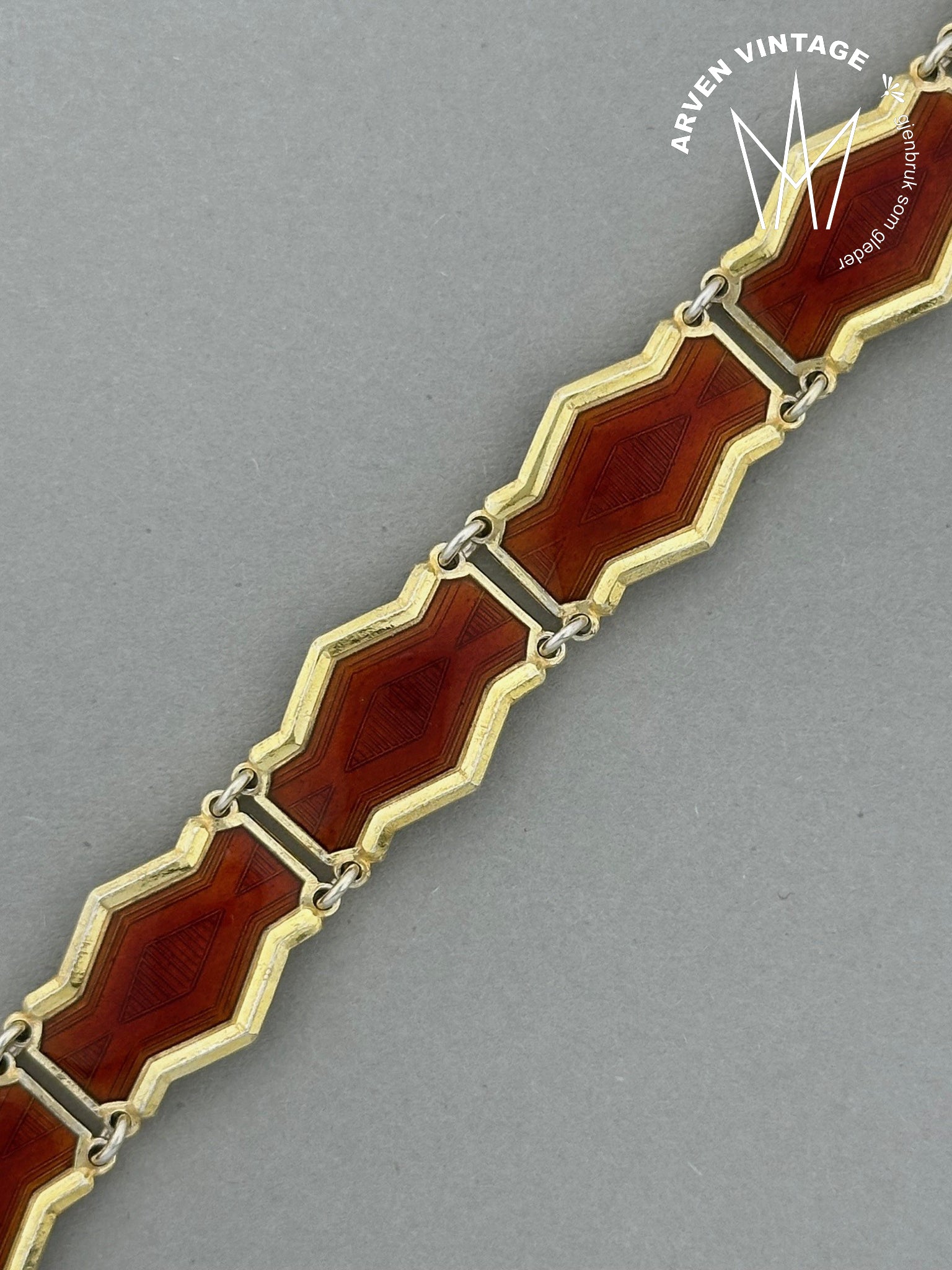 Vintage forgylt sølv emalje armbånd