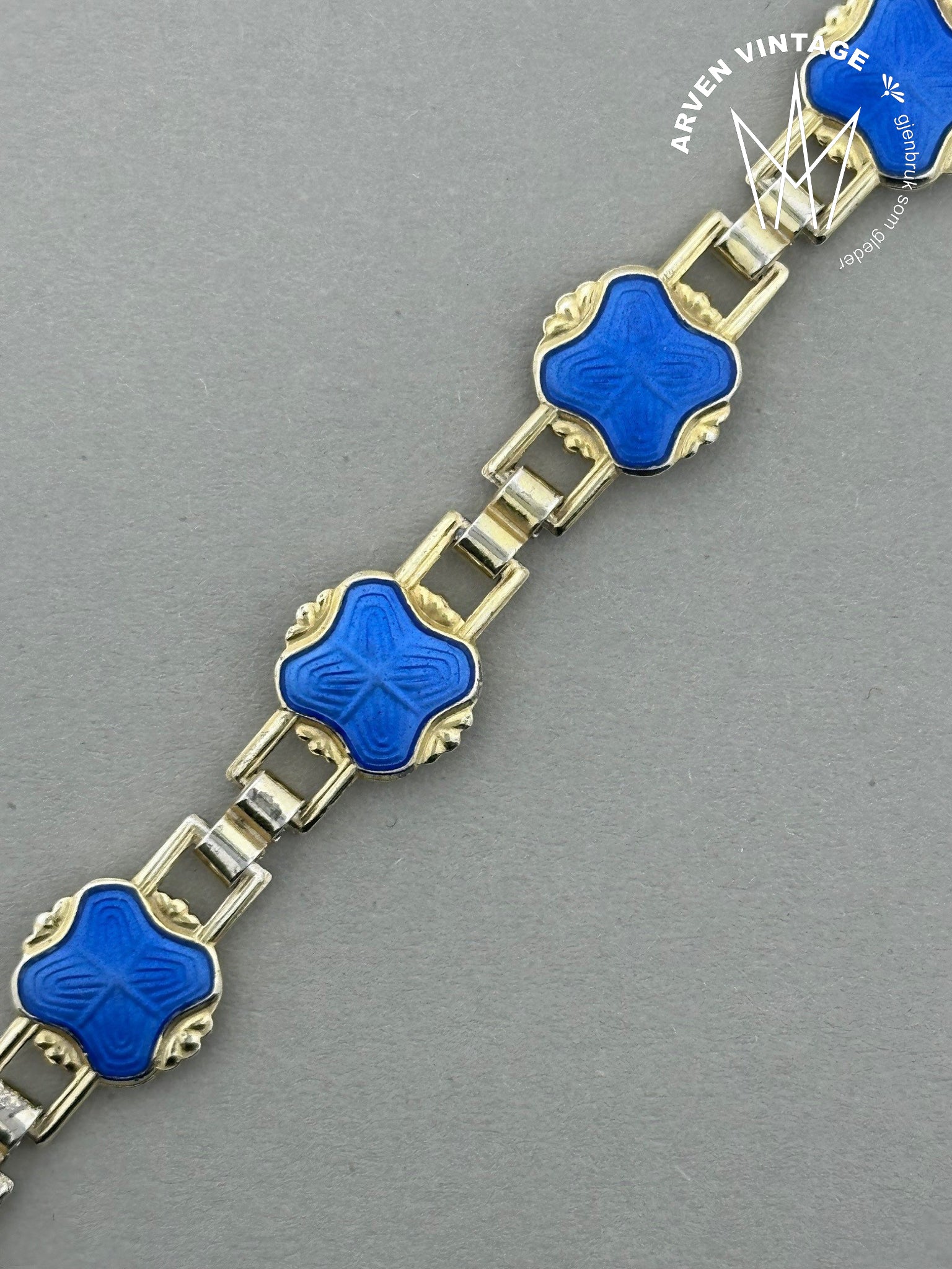 Vintage forgylt sølv emalje armbånd