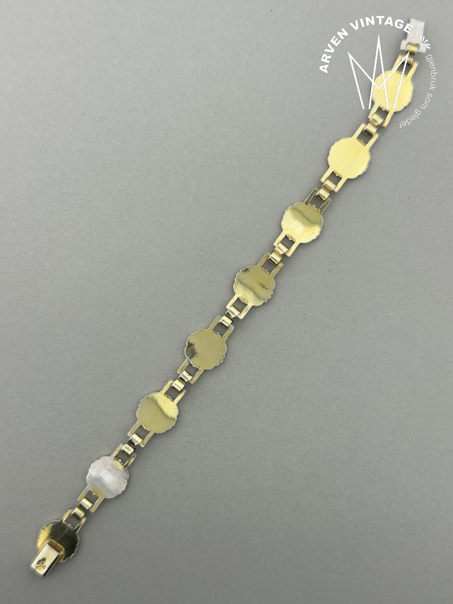 Vintage forgylt sølv emalje armbånd