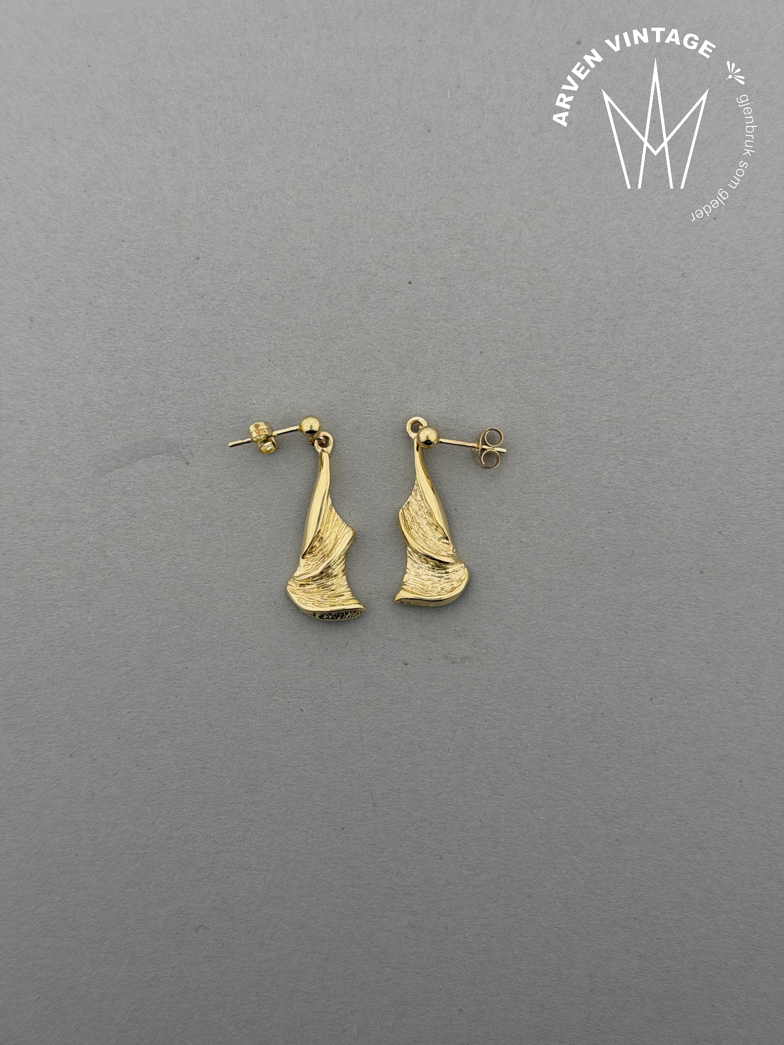 Vintage ørepynt gult gull