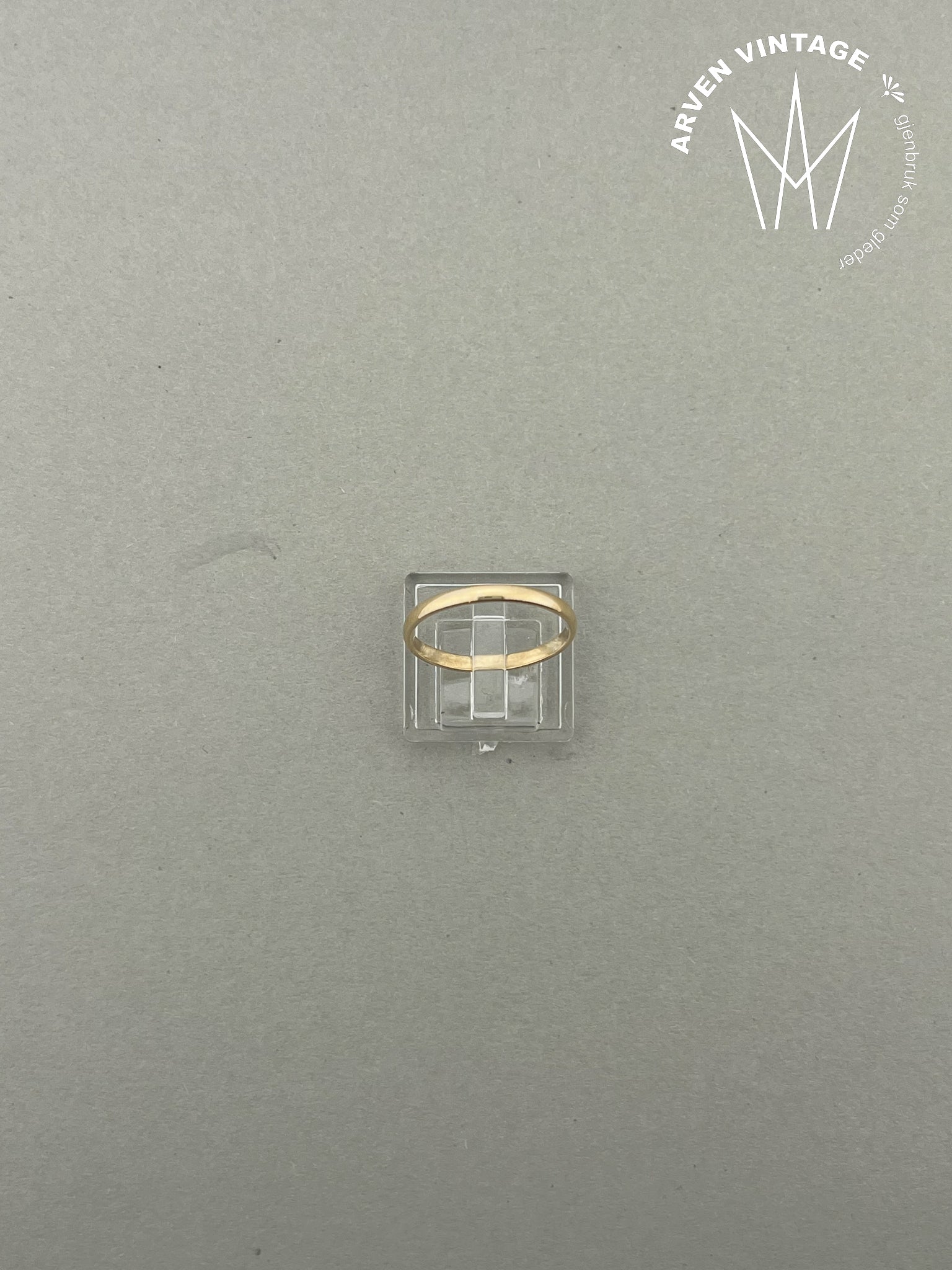 Vintage glatt ring gult gull str 58