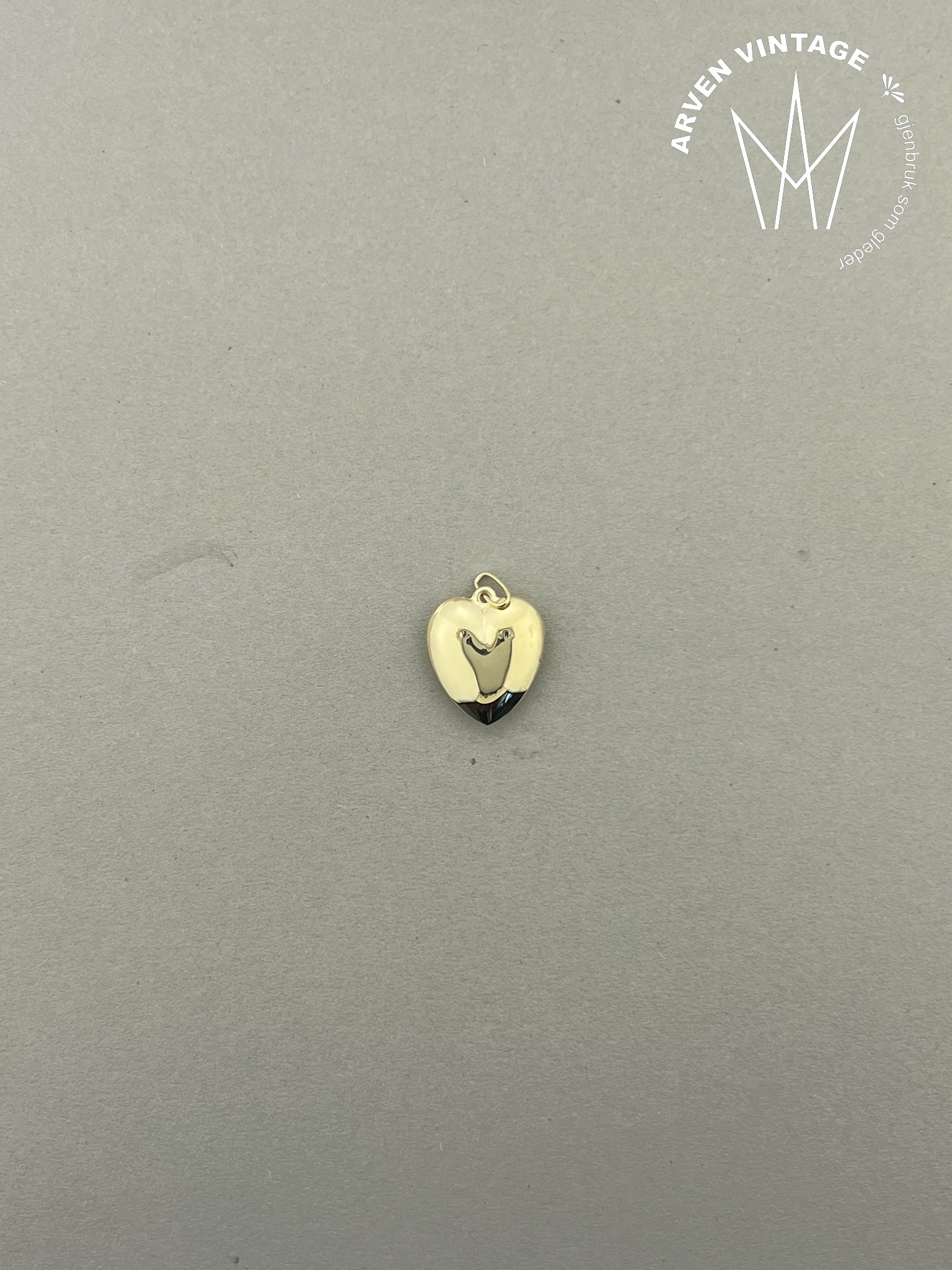 Vintage hjerteanheng gult gull