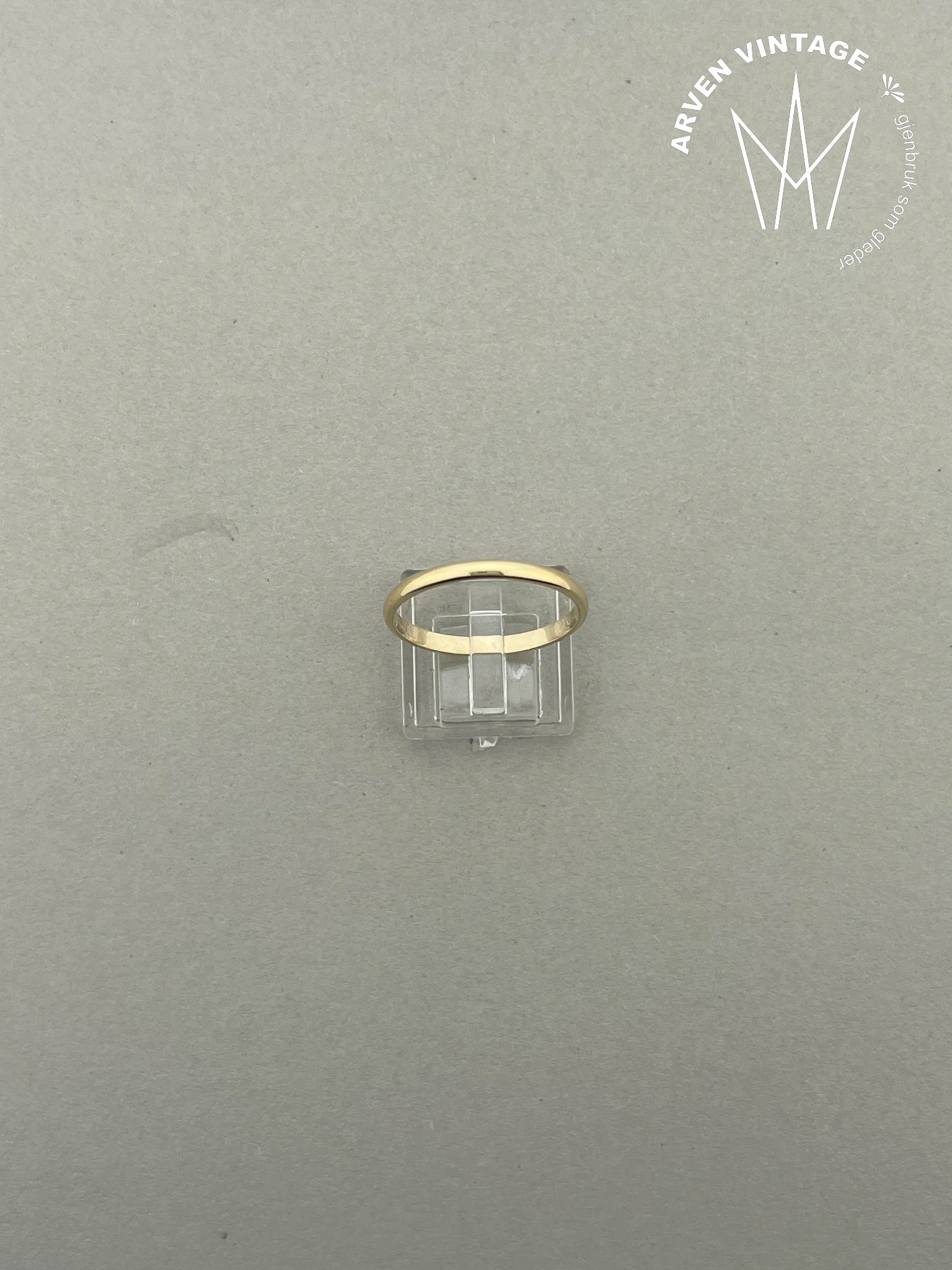 Vintage glatt ring gult gull str 67