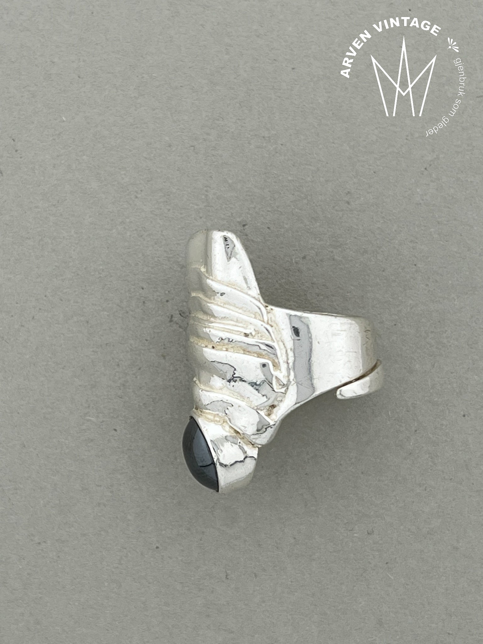 Vintage sølv ring med sten str 53