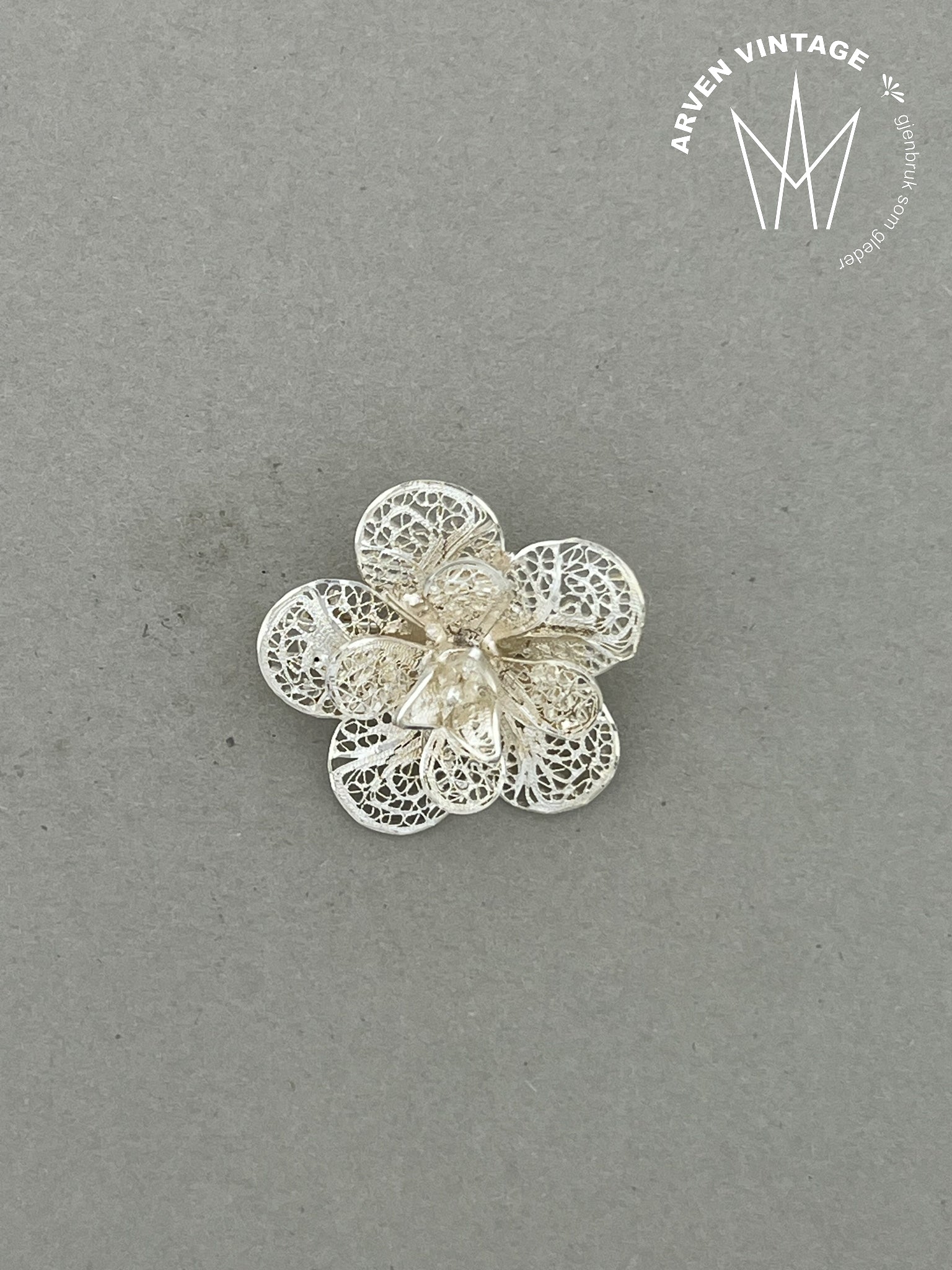 Vintage sølv filigranbrosje