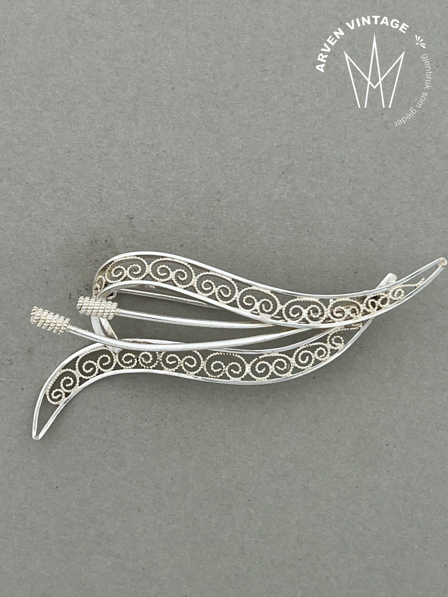 Vintage sølv filigranbrosje