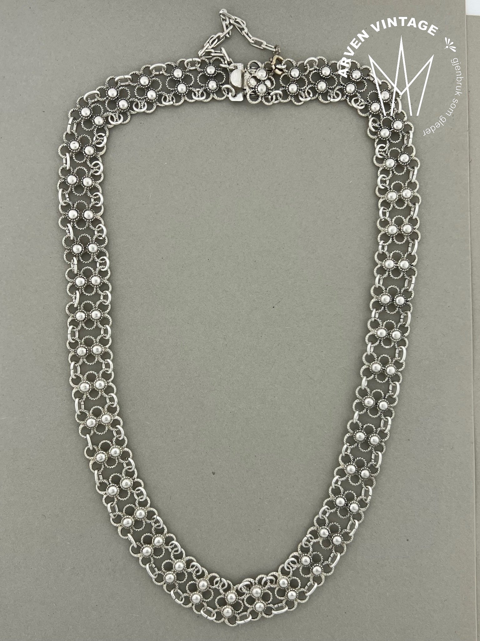 Vintage sølv halssmykke 43cm