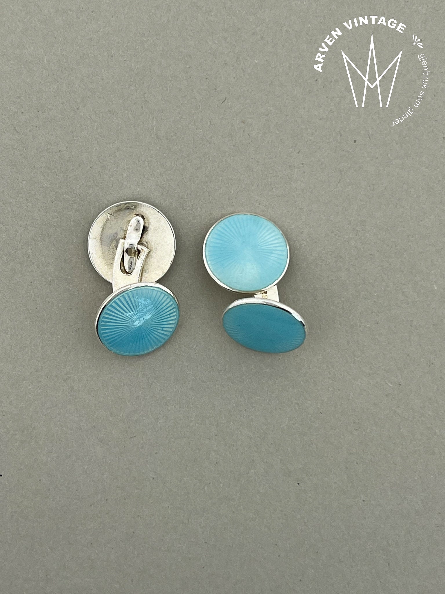 Vintage sølv mansjettknapper med emalje
