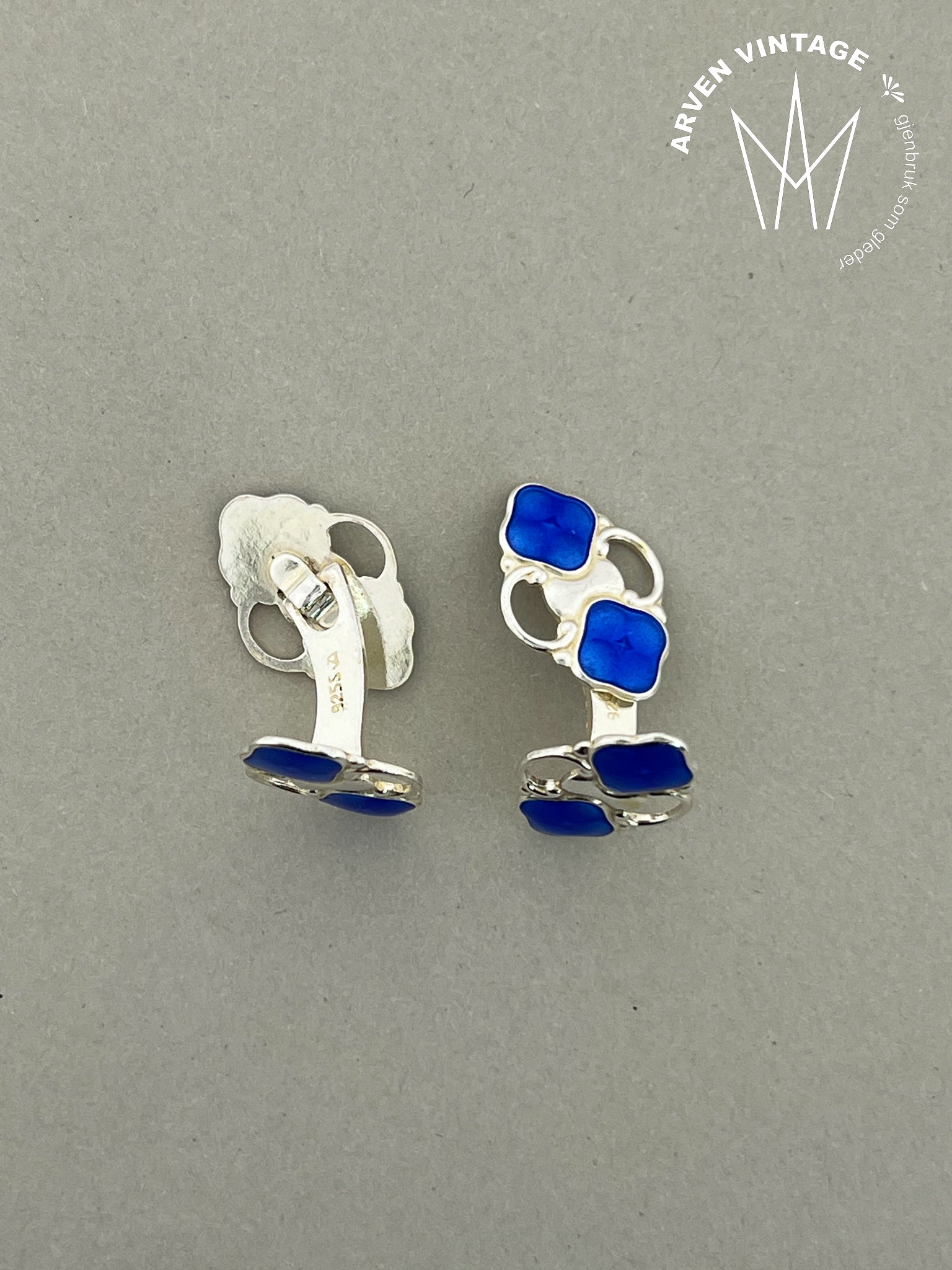 Vintage sølv mansjettknapper med emalje