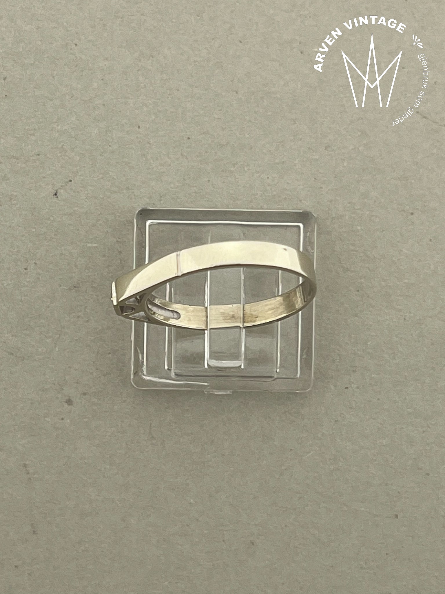 Vintage diamantring 18K hvitt gull str56