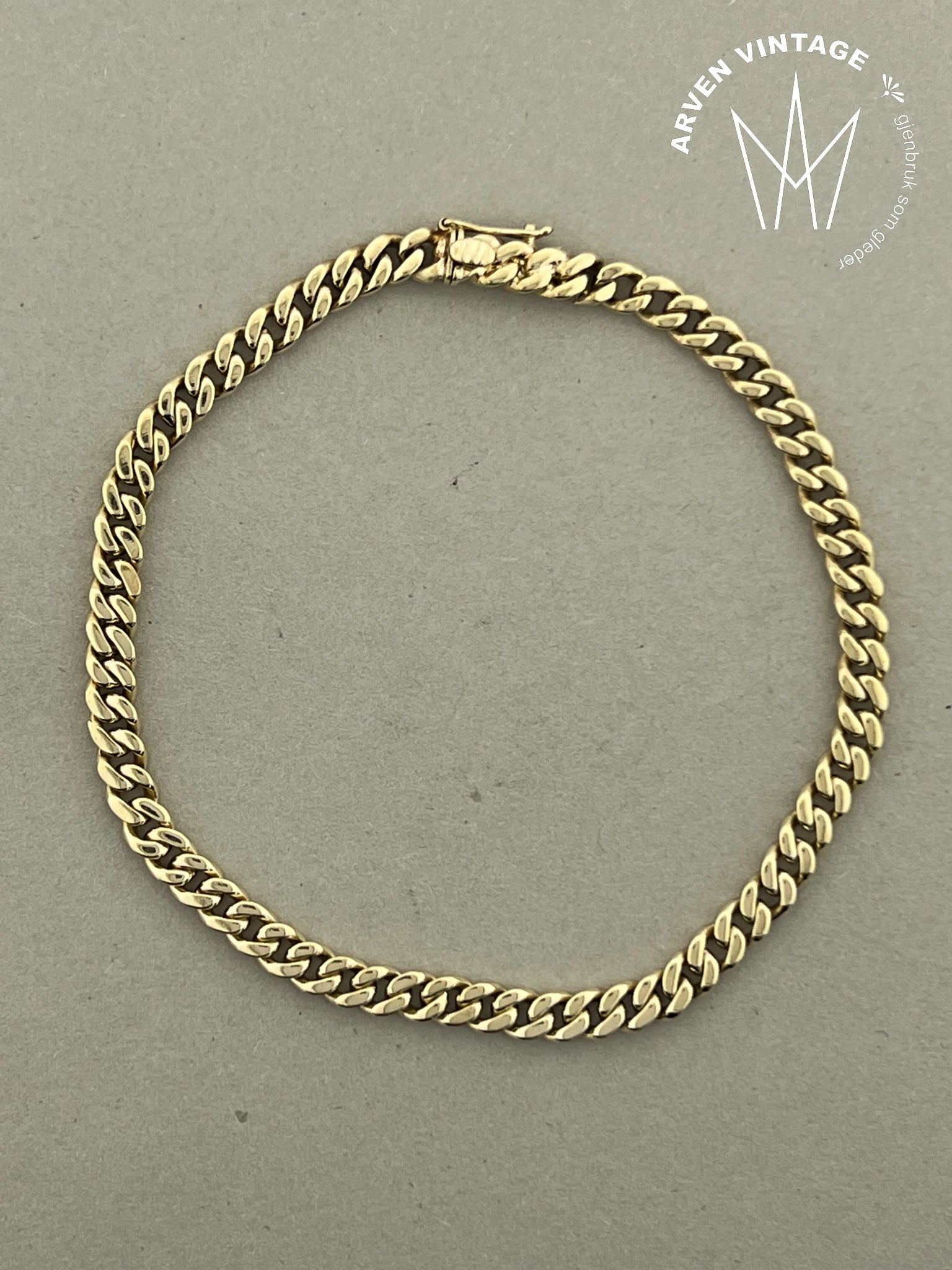 Vintage armbånd gult gull 19cm