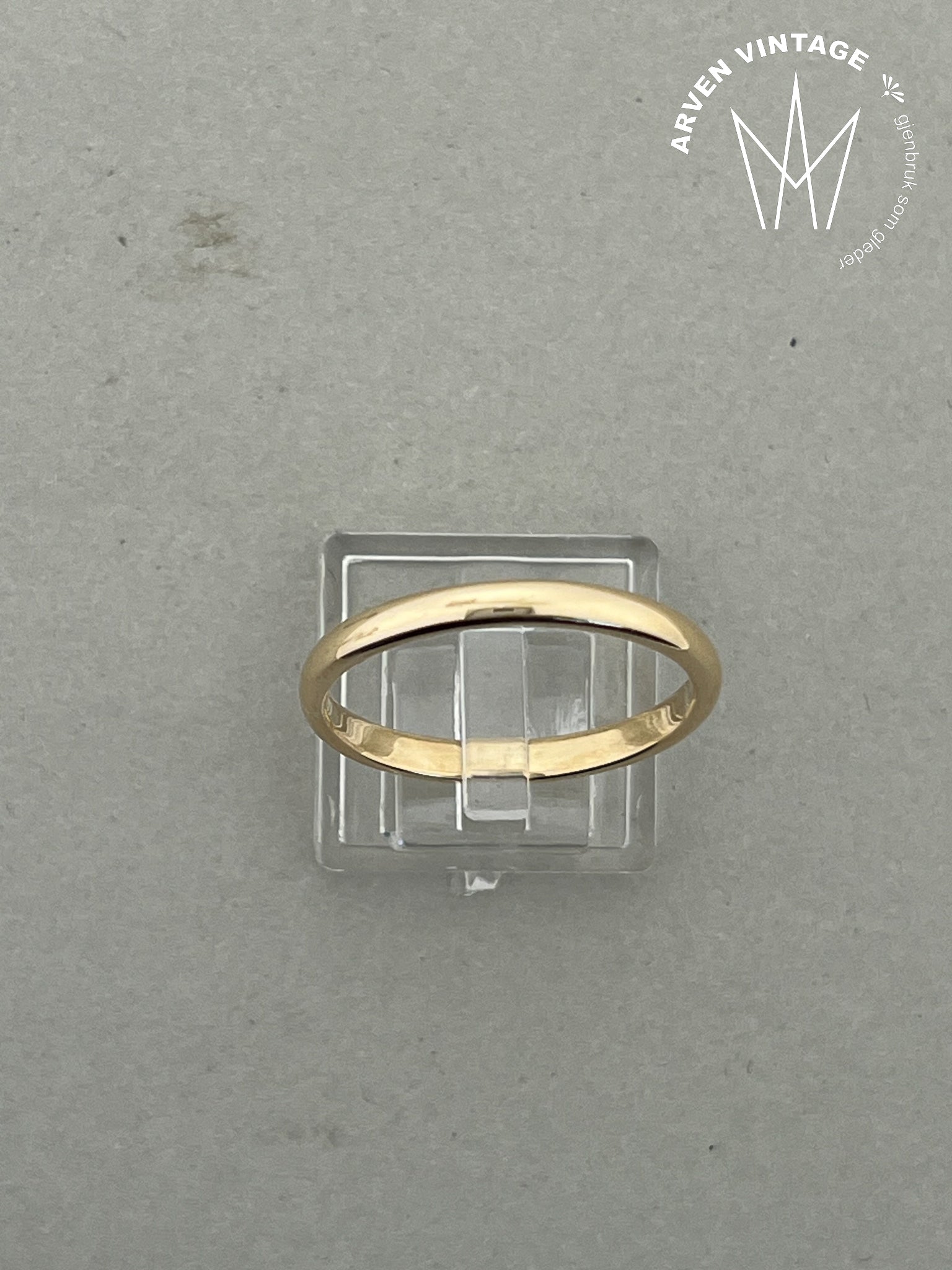 Vintage glatt ring gult gull str 67