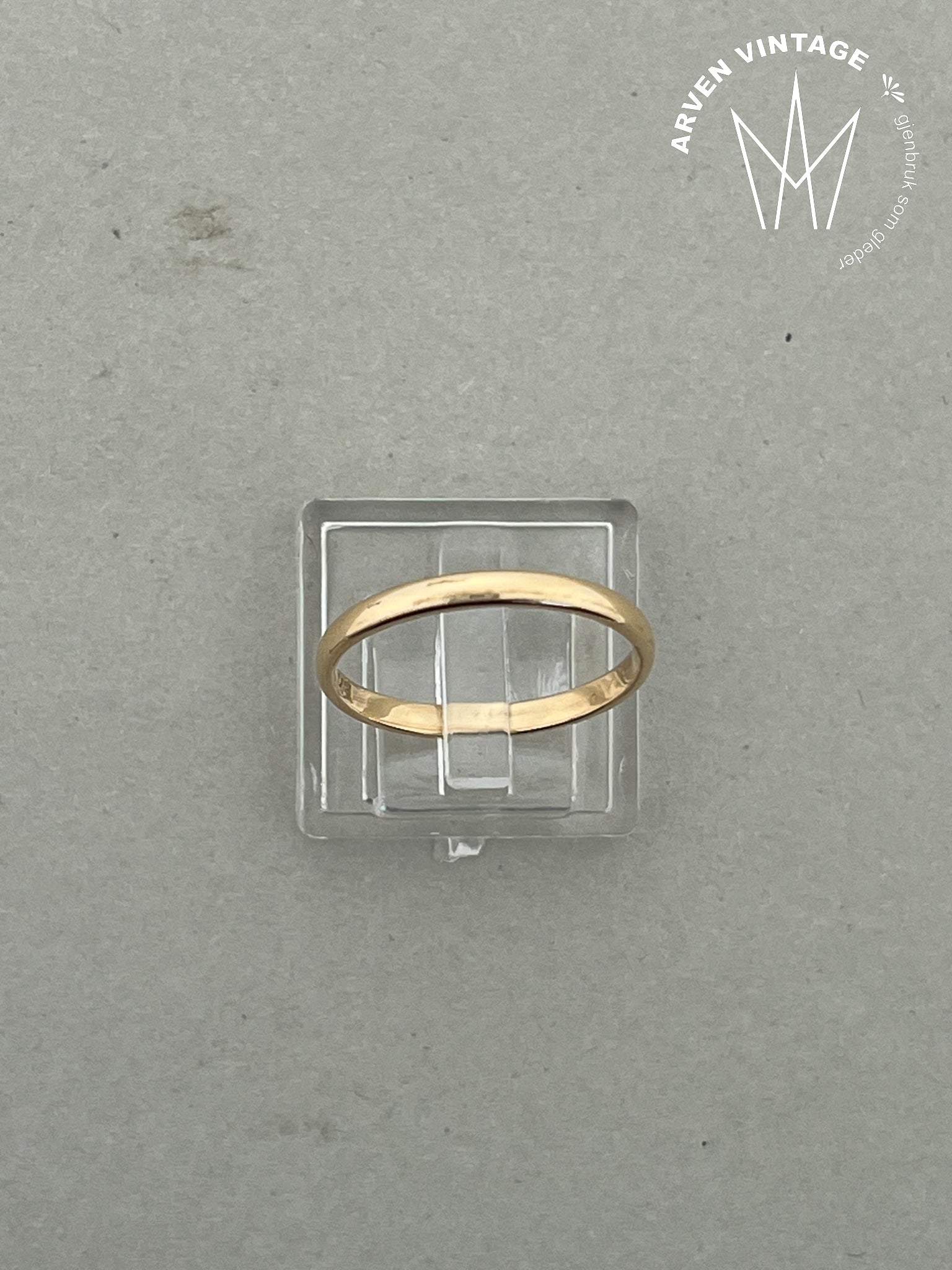 Vintage glatt ring gult gull str 56