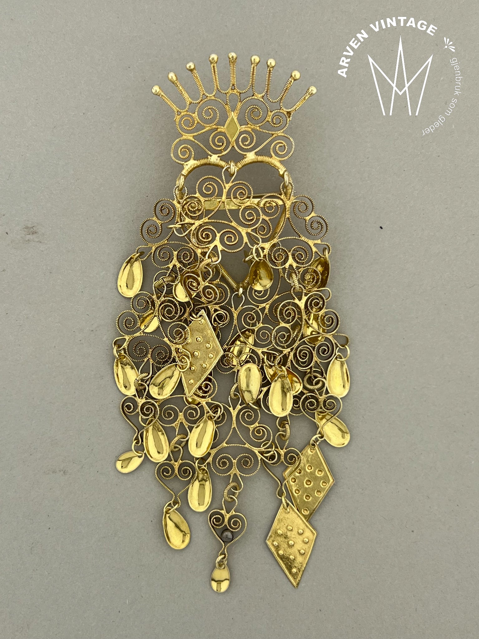 Vintage forgylt hjertesølje