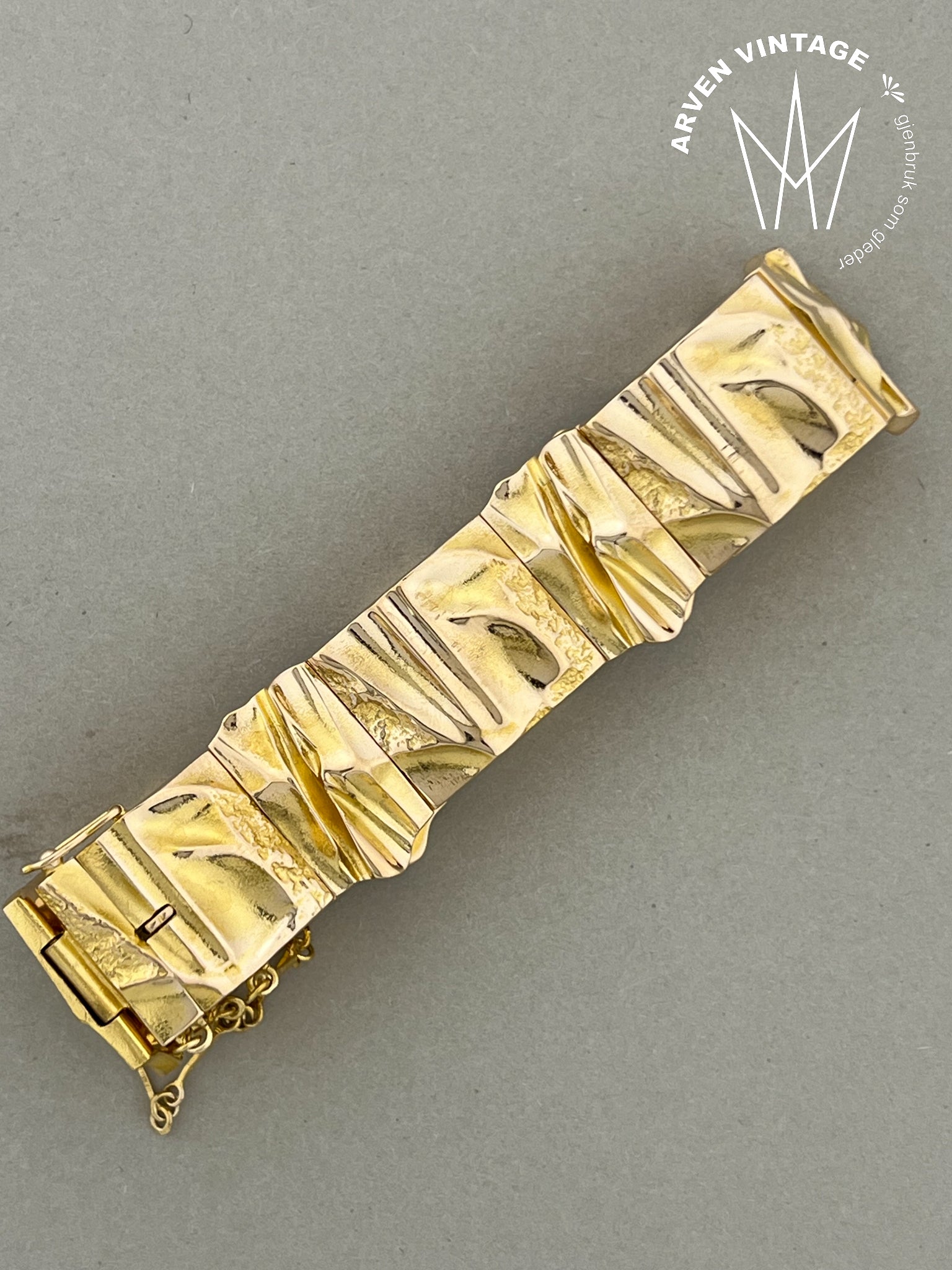 Vintage Lapponia armbånd gult gull 17cm