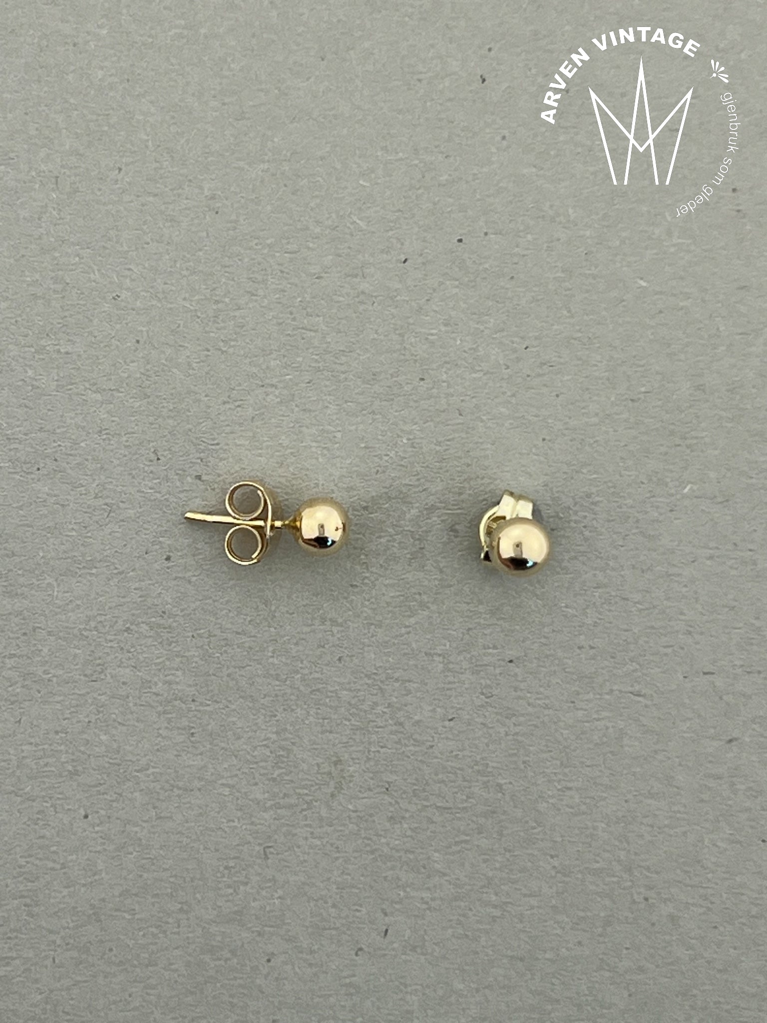 Vintage kuleørepynt gult gull