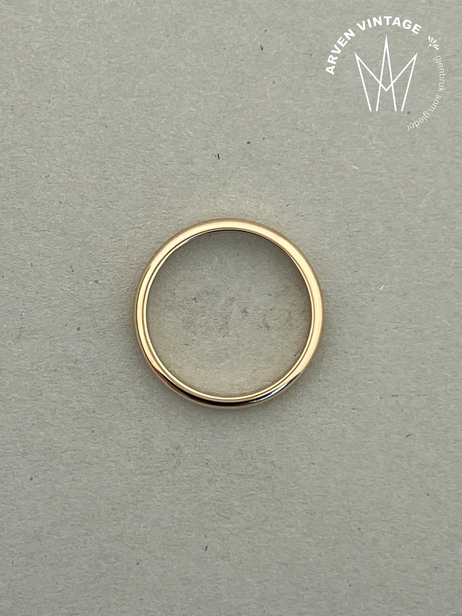 Vintage glatt ring gult gull str 59