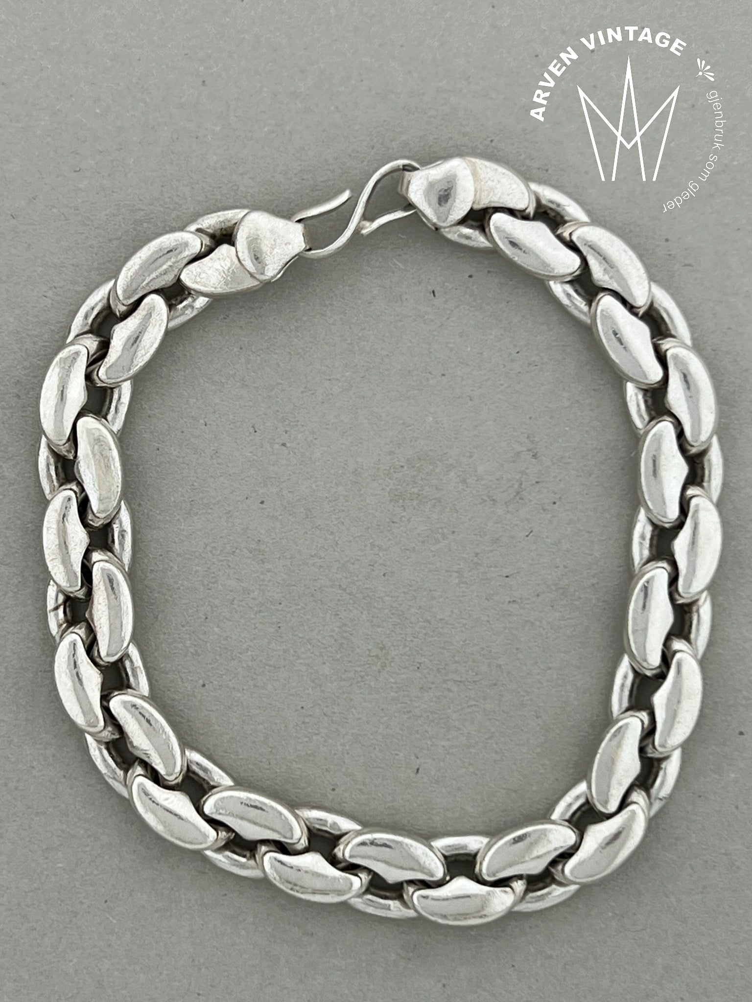 Vintage sølvarmbånd 20cm