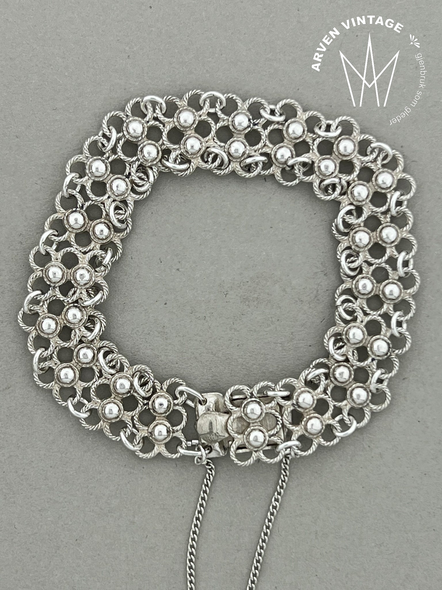 Vintage sølvarmbånd 18cm