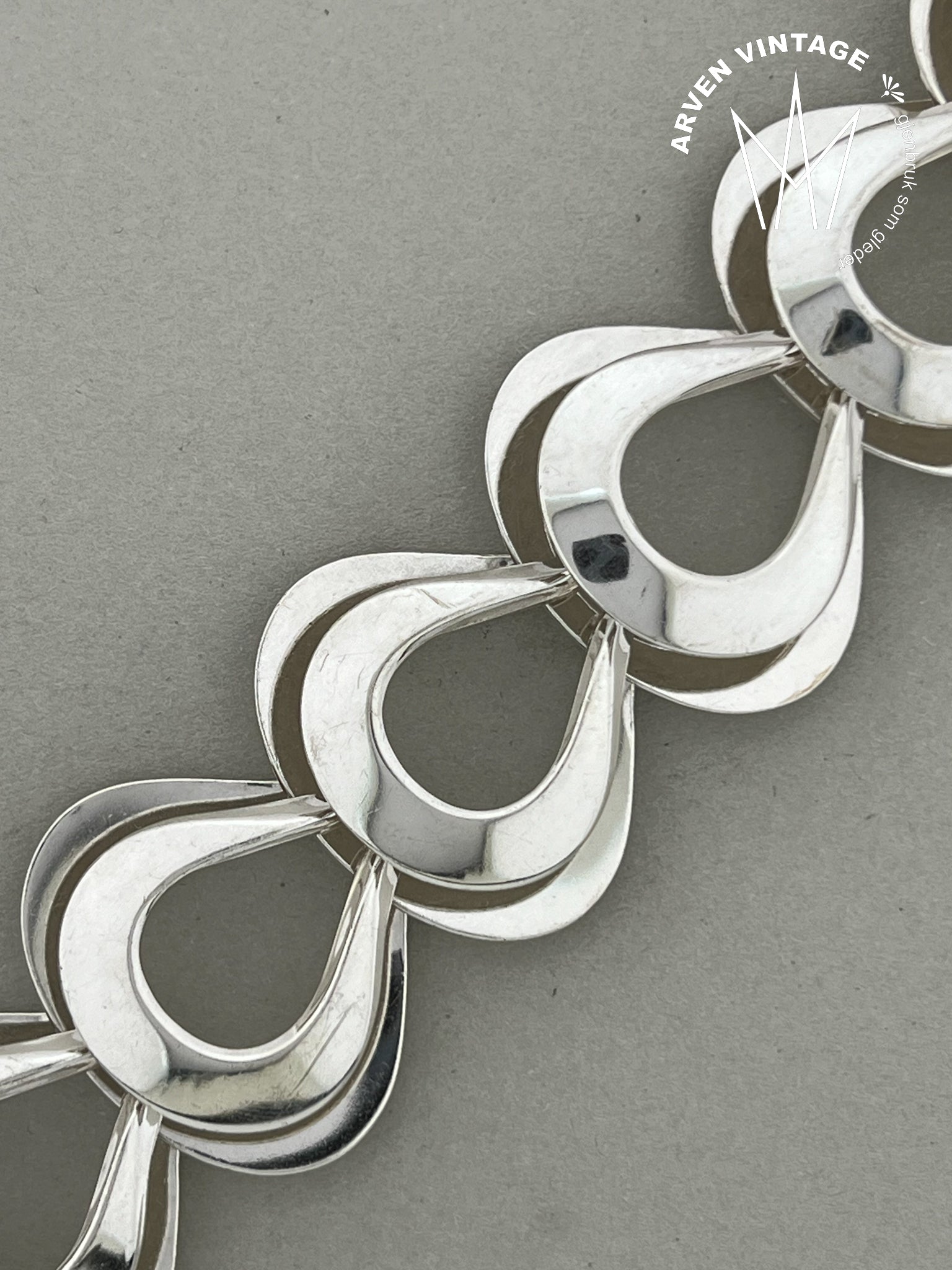 Vintage D-A Padel sølvarmbånd 20cm