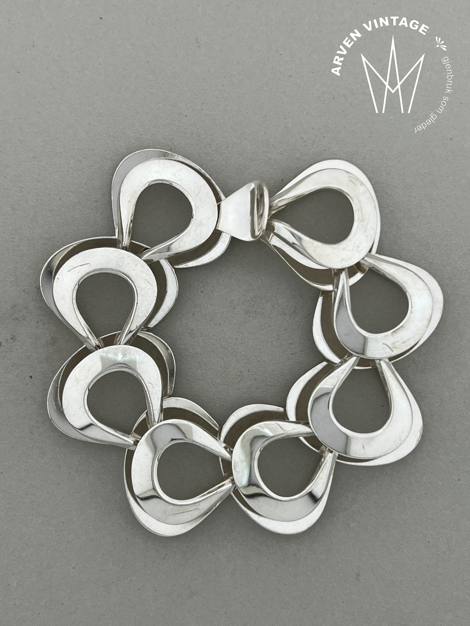 Vintage D-A Padel sølvarmbånd 20cm