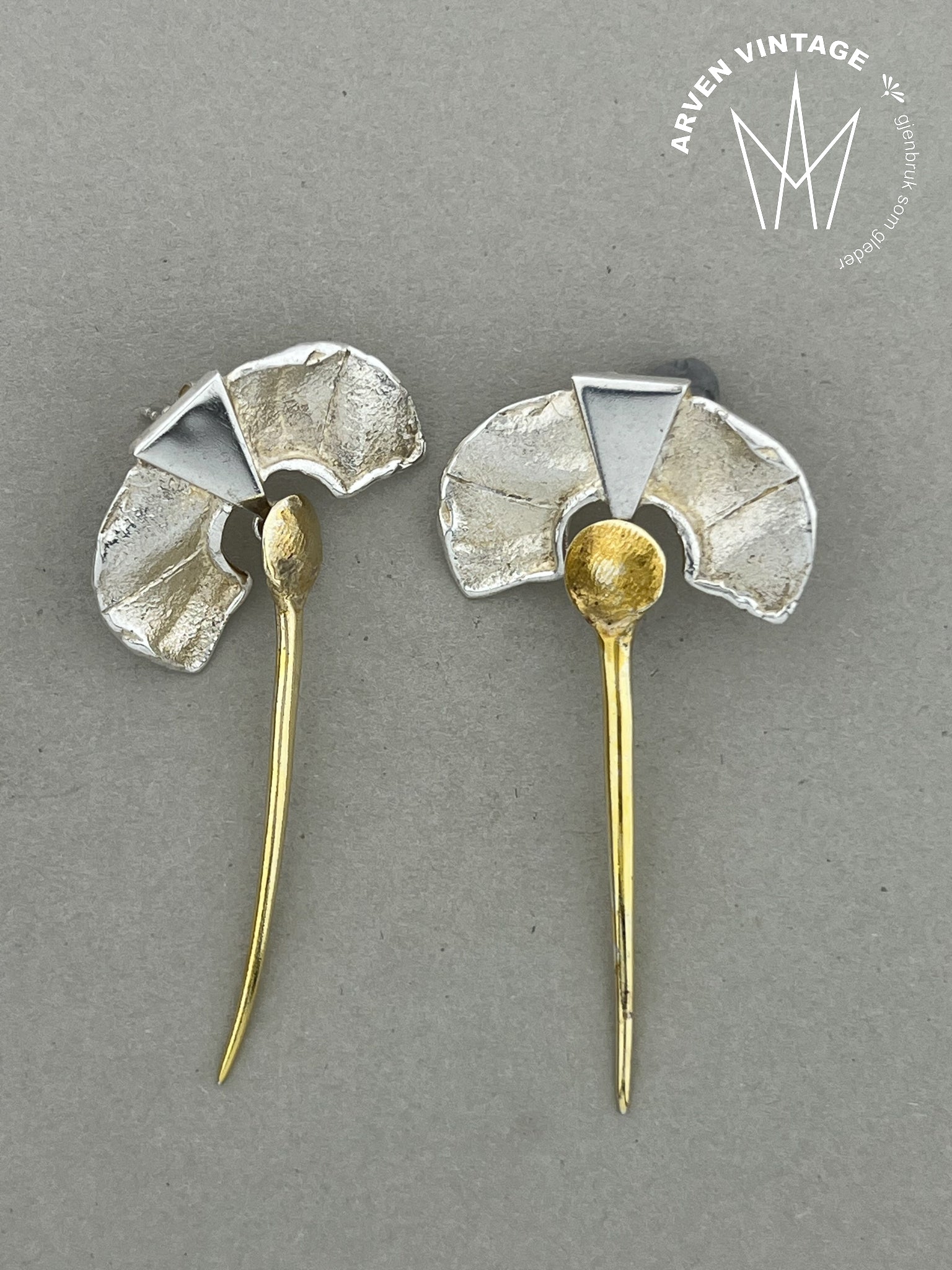 Vintage Sylvmidja sølv ørepynt
