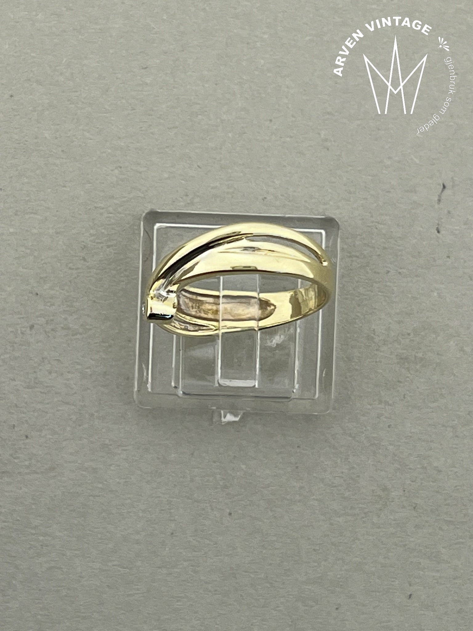 Vintage diamantring gult gull str50