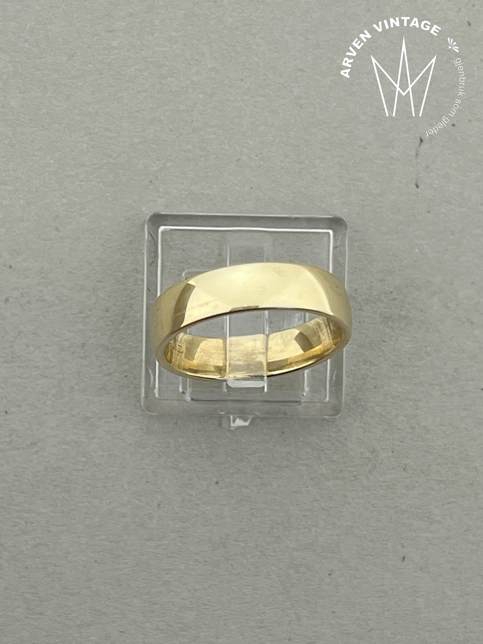 Vintage glatt ring gult gull str54
