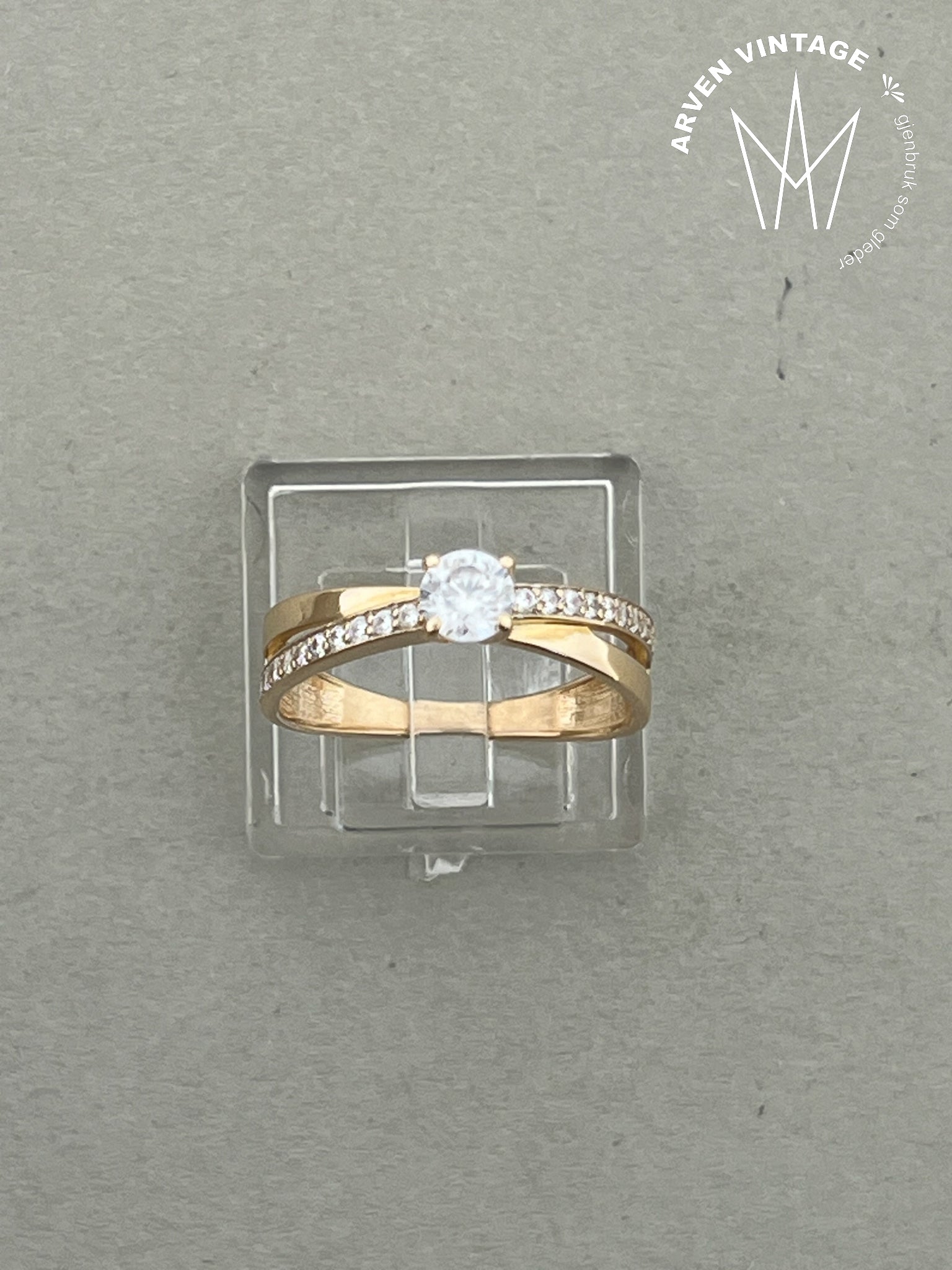 Vintage ring gult gull str54 blanke stener