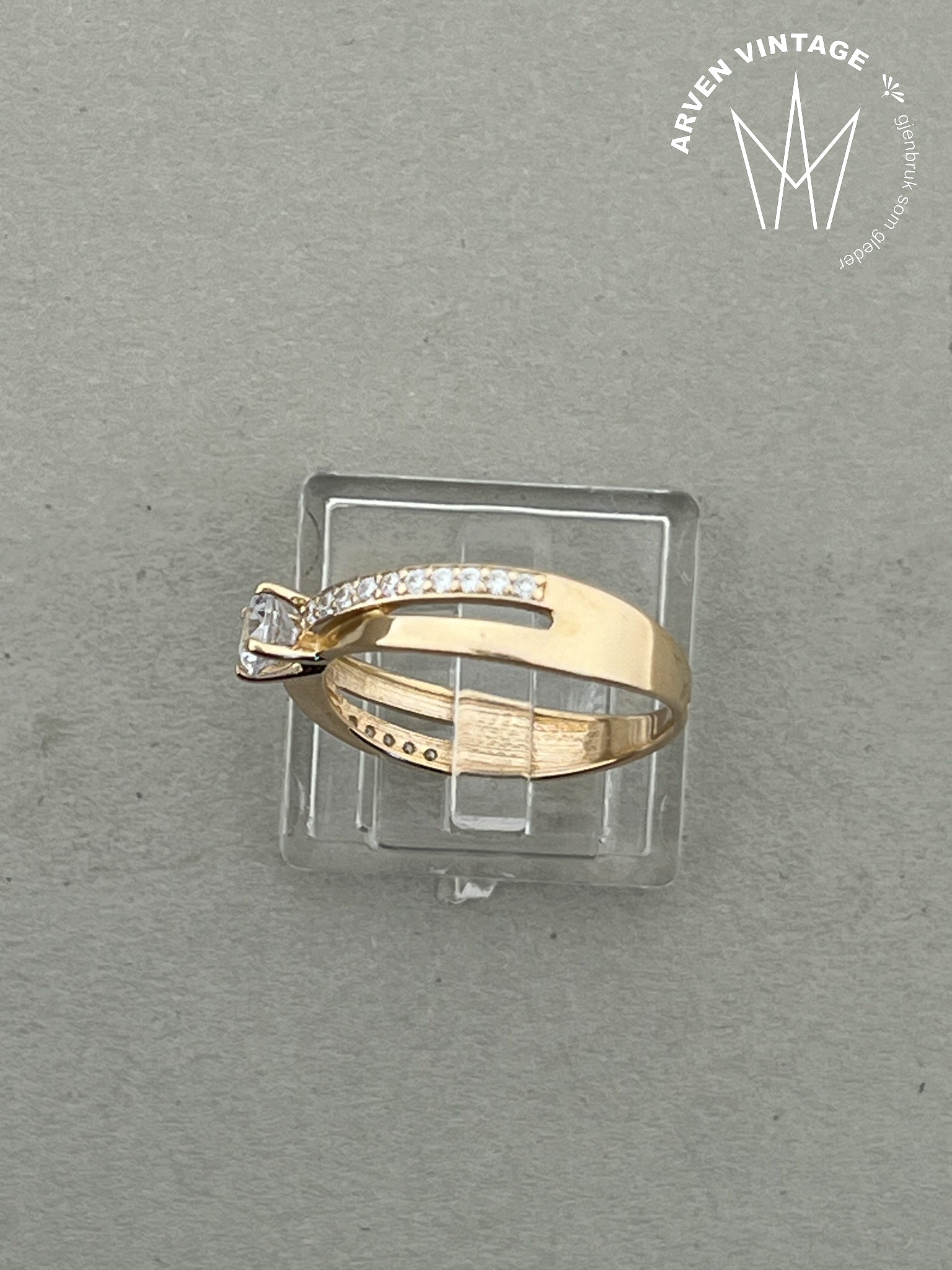 Vintage ring gult gull str54 blanke stener